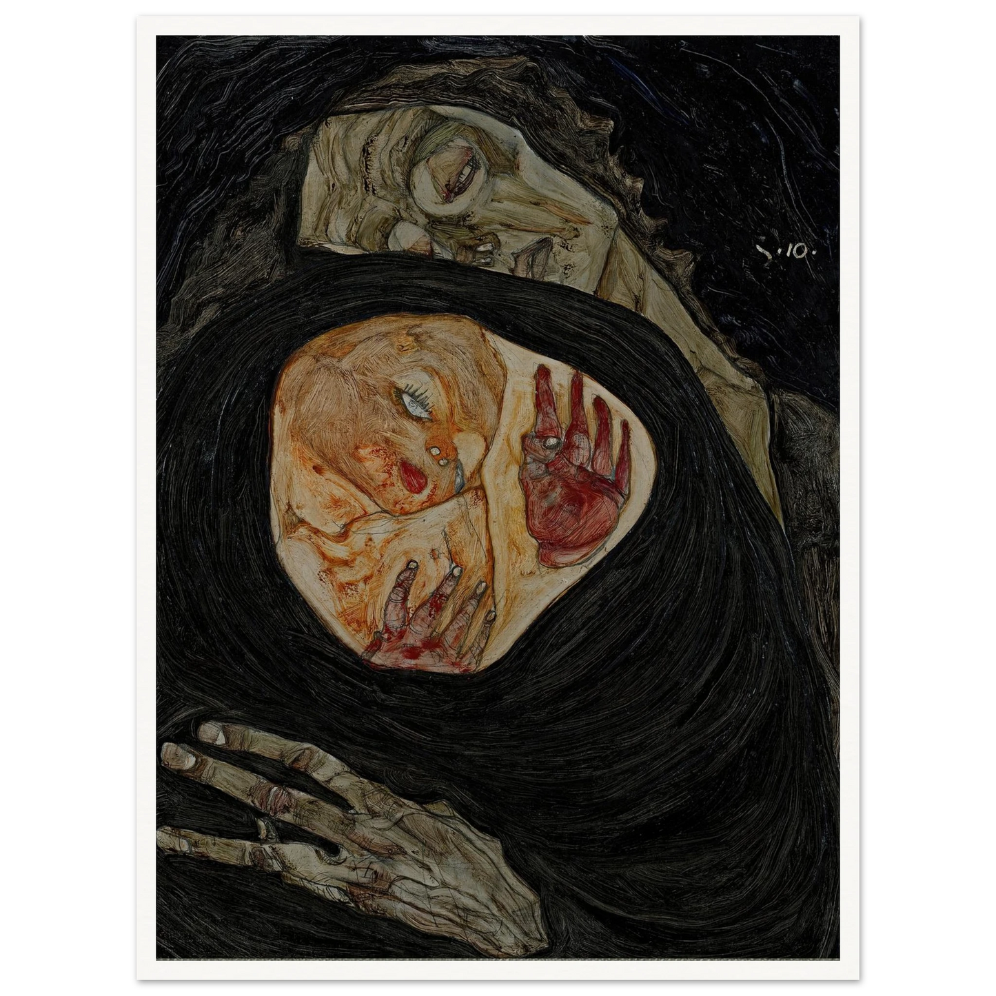 Dead Mother (1910) Art Print | Egon Schiele - Framed Poster - 30x40 cm / 12x16″ - Black frame