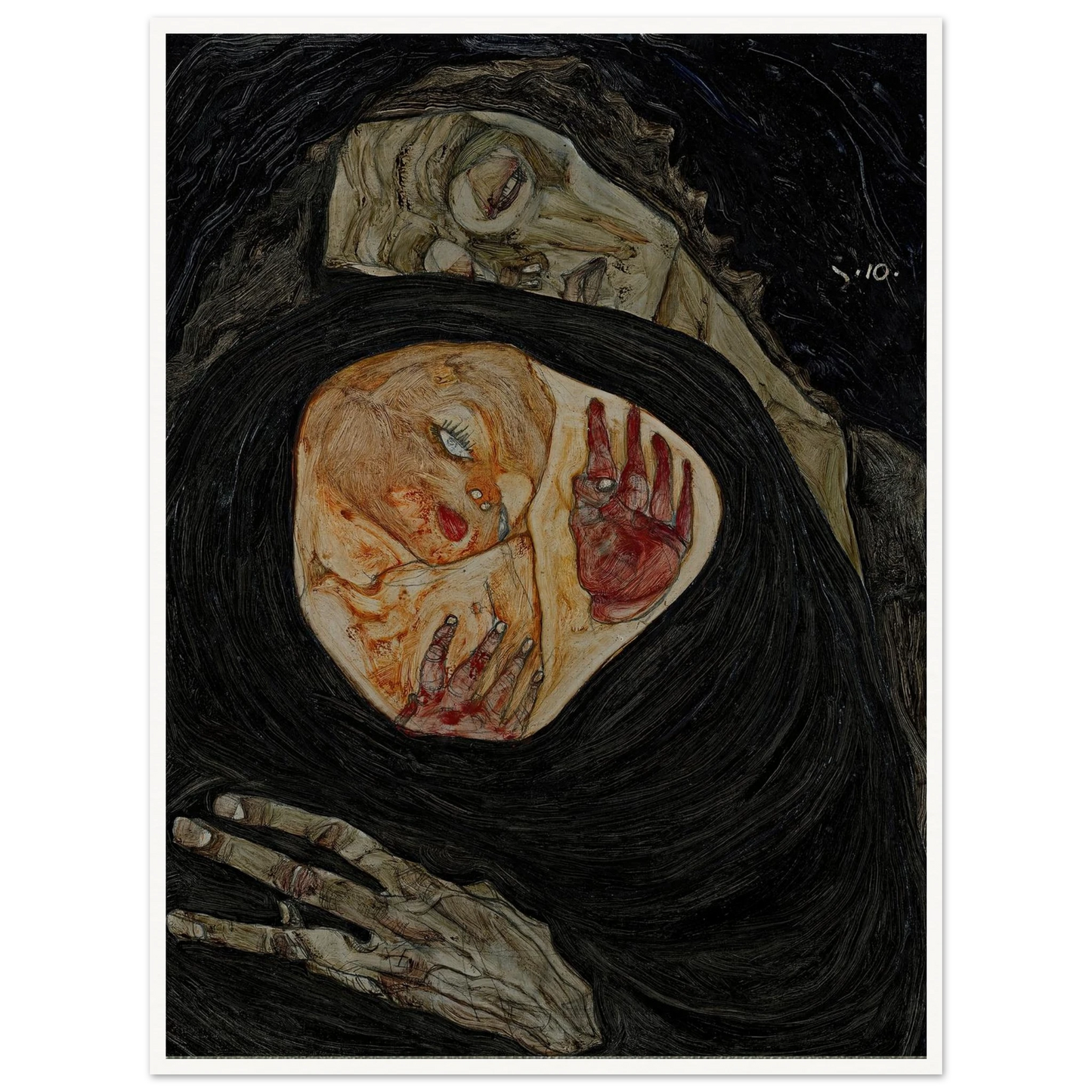 Dead Mother (1910) Art Print | Egon Schiele - Framed Poster - 30x40 cm / 12x16″ - Black frame