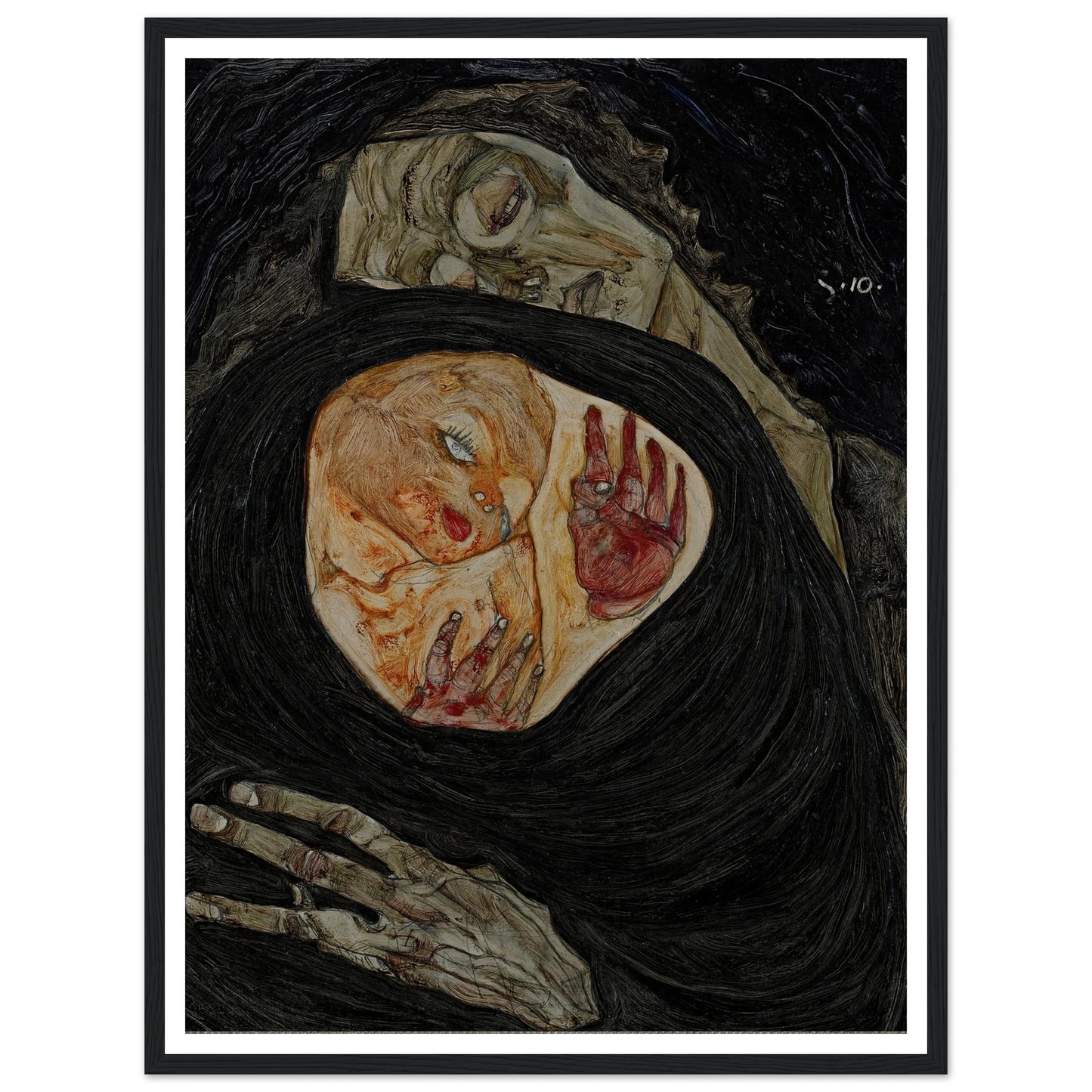 Dead Mother (1910) Art Print | Egon Schiele - Framed Poster - 30x40 cm / 12x16″ - Black frame