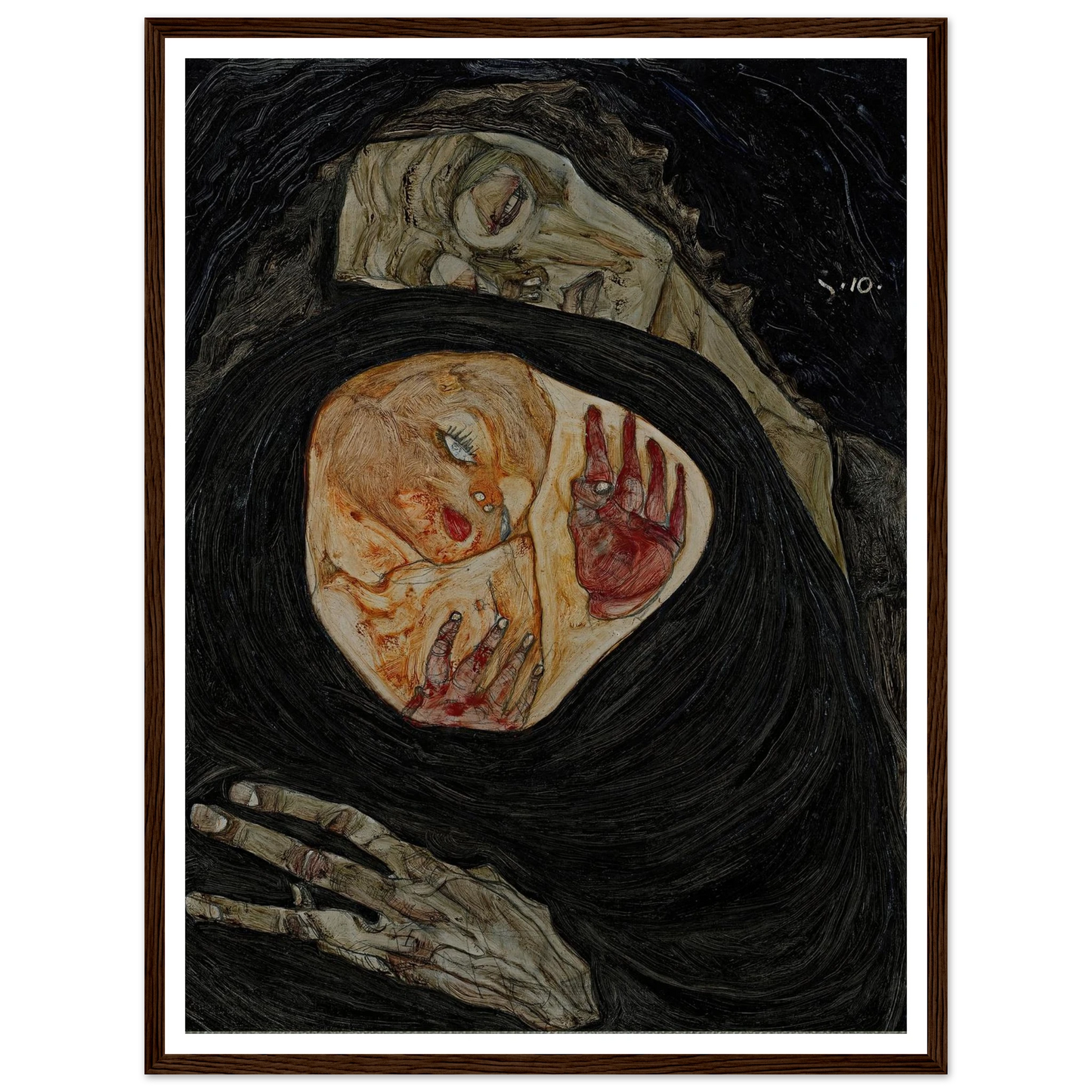 Dead Mother (1910) Art Print | Egon Schiele - Framed Poster - 30x40 cm / 12x16″ - Black frame