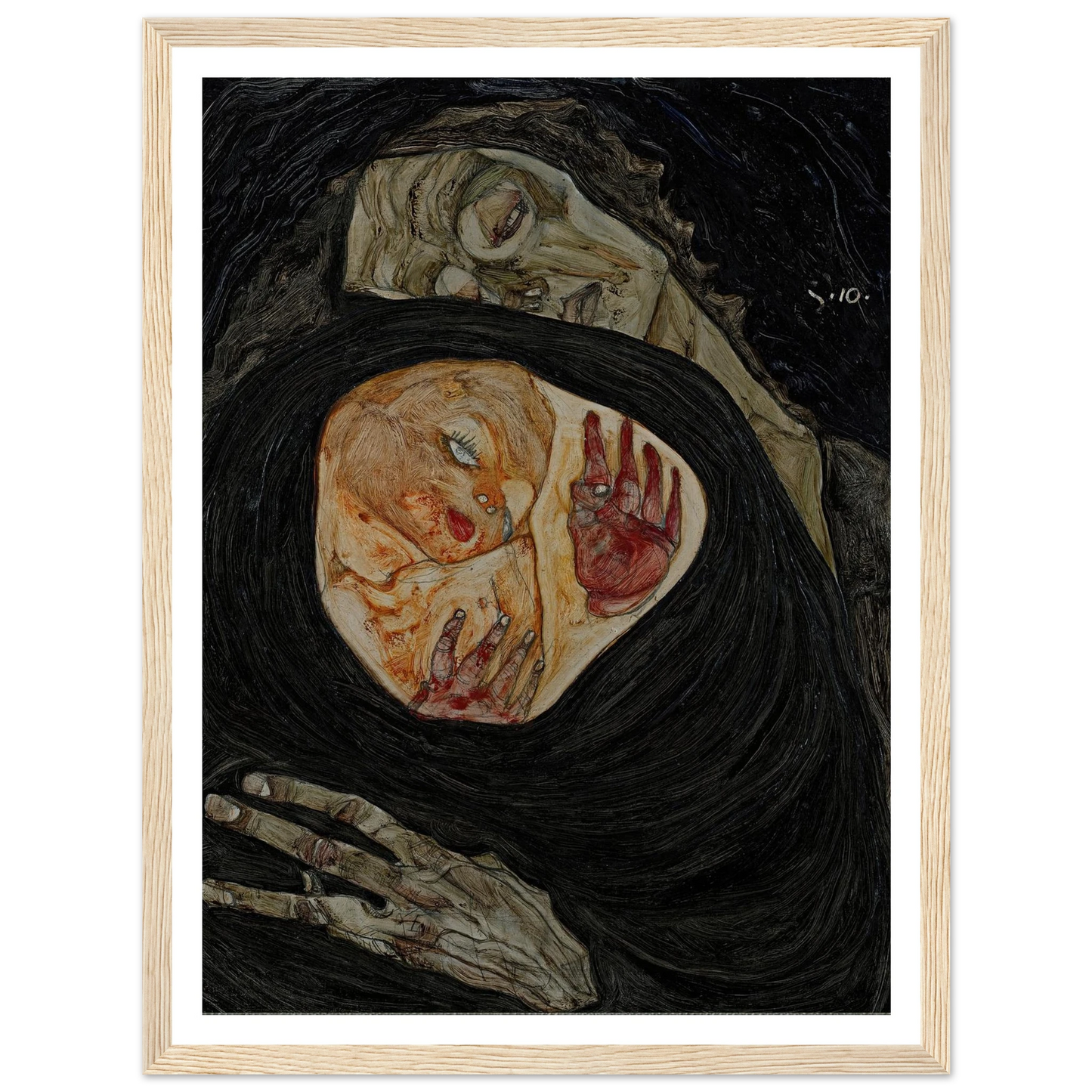 Dead Mother (1910) Art Print | Egon Schiele - Framed Poster - 30x40 cm / 12x16″ - Black frame