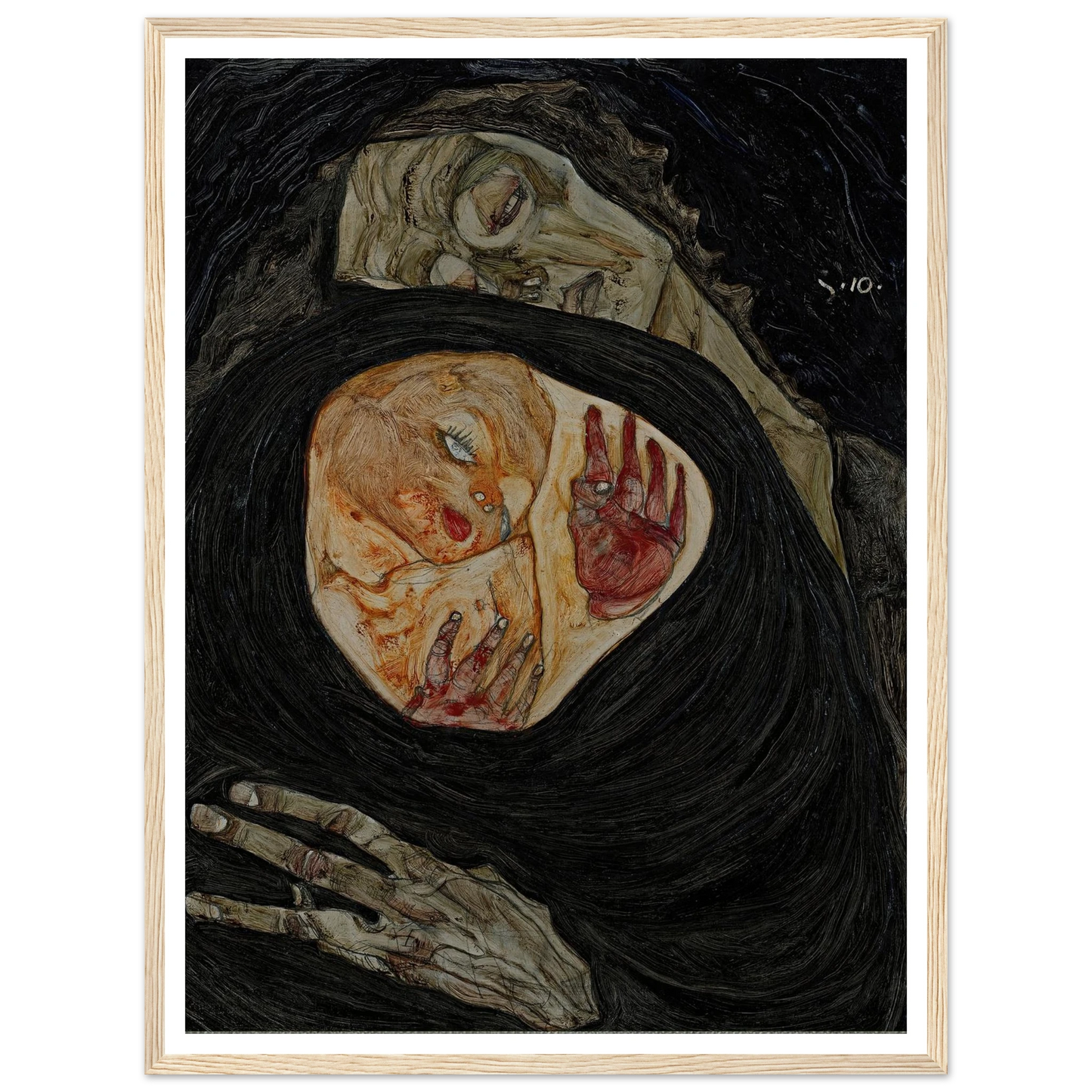 Dead Mother (1910) Art Print | Egon Schiele - Framed Poster - 30x40 cm / 12x16″ - Black frame
