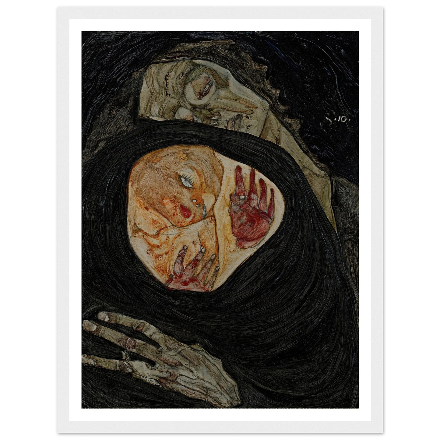 Dead Mother (1910) Art Print | Egon Schiele - Framed Poster - 30x40 cm / 12x16″ - Black frame