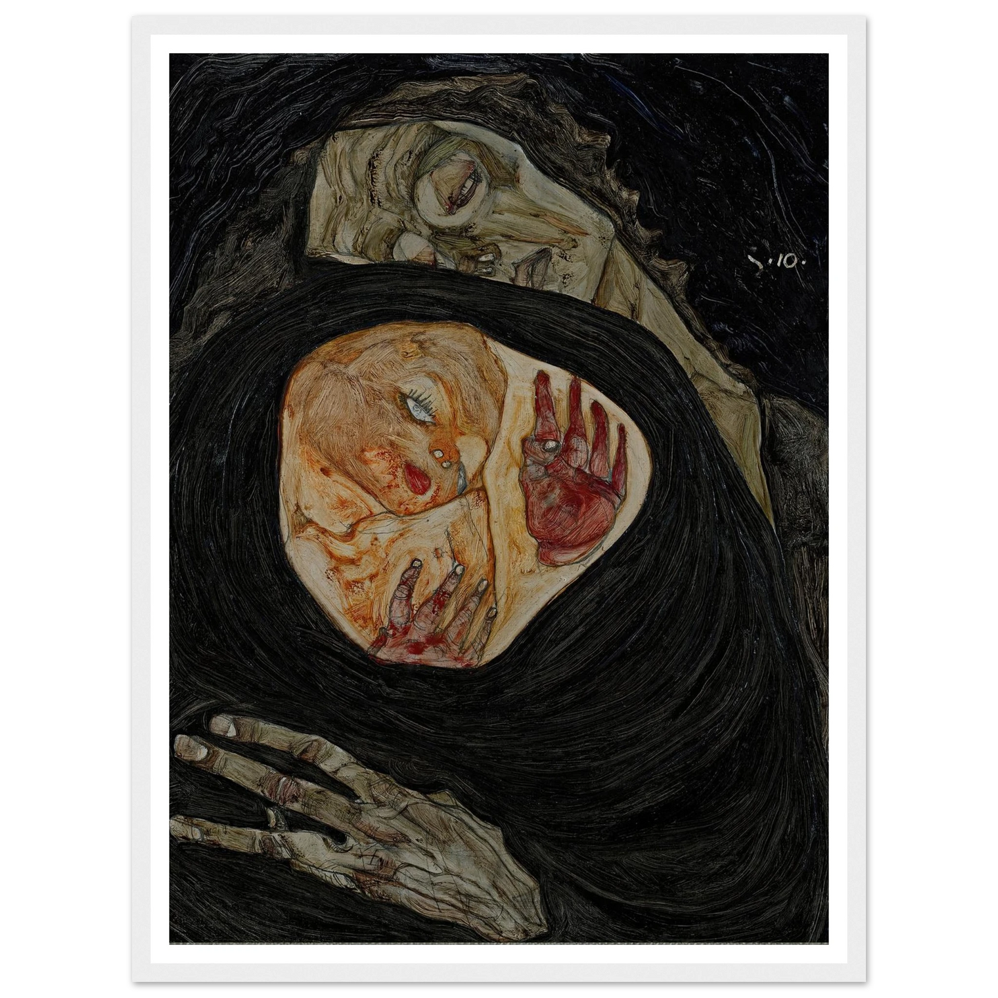 Dead Mother (1910) Art Print | Egon Schiele - Framed Poster - 30x40 cm / 12x16″ - Black frame