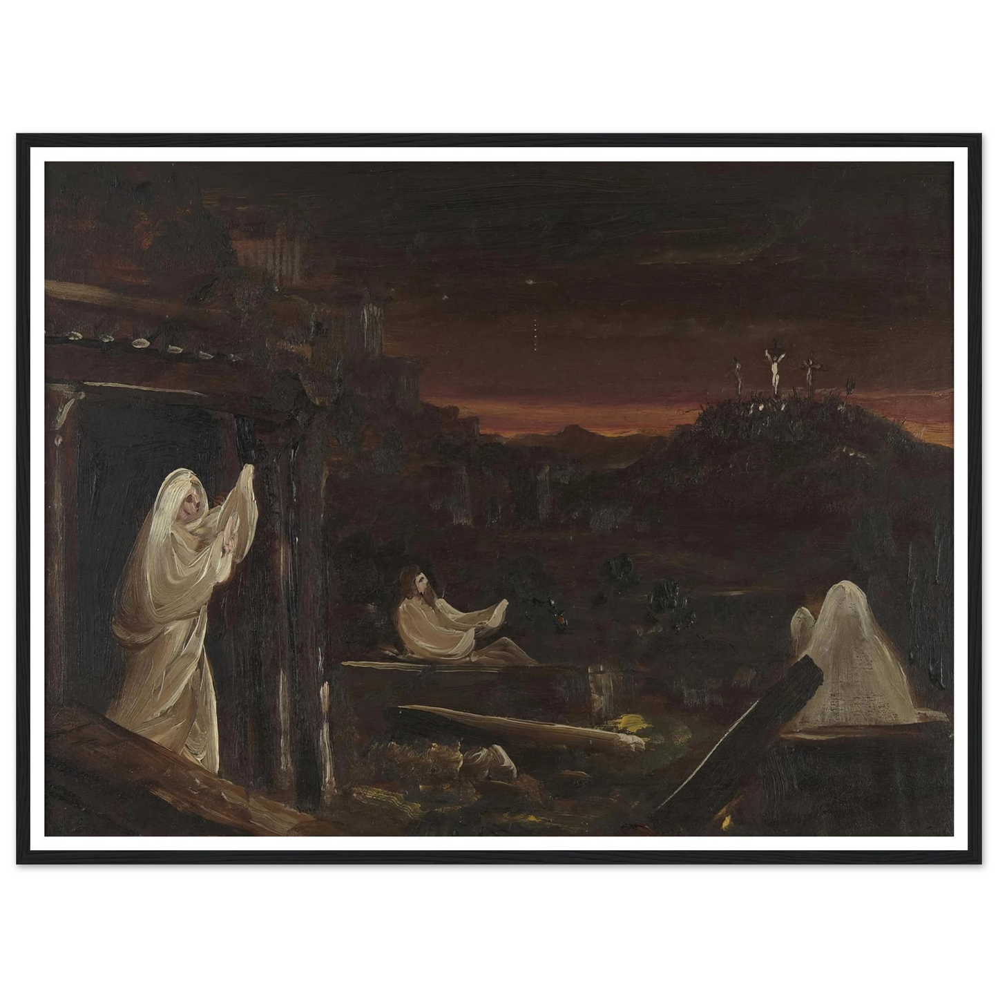 Dead Rising from Tombs Art Print | Thomas Cole - Framed Poster - 30x40 cm / 12x16″ - Black frame