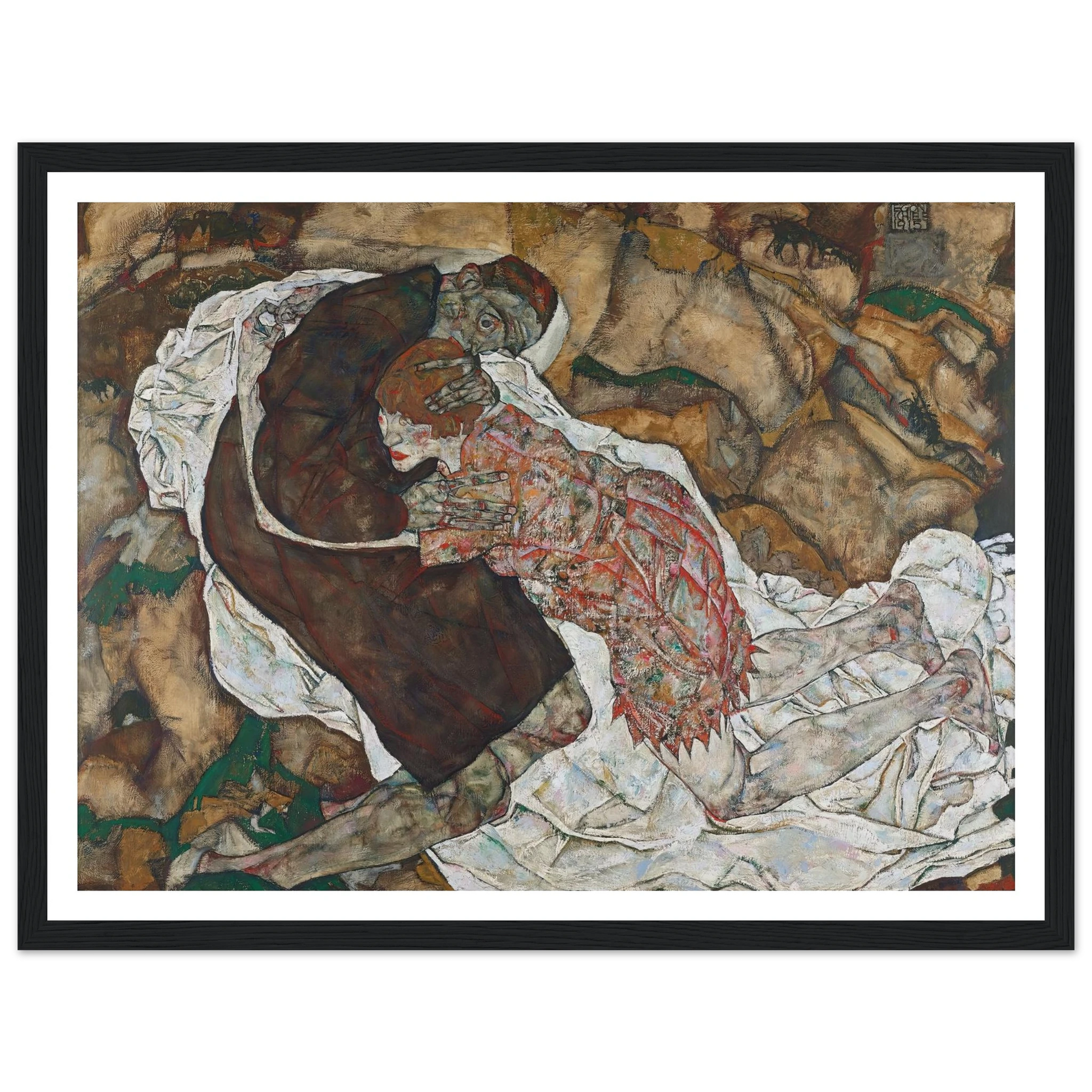 Death and girl (1915) Art Print | Egon Schiele - Framed Poster - 30x40 cm / 12x16″ - Black frame