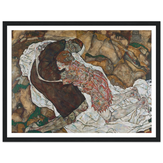 Death and girl (1915) Art Print | Egon Schiele - Framed Poster - 30x40 cm / 12x16″ - Black frame