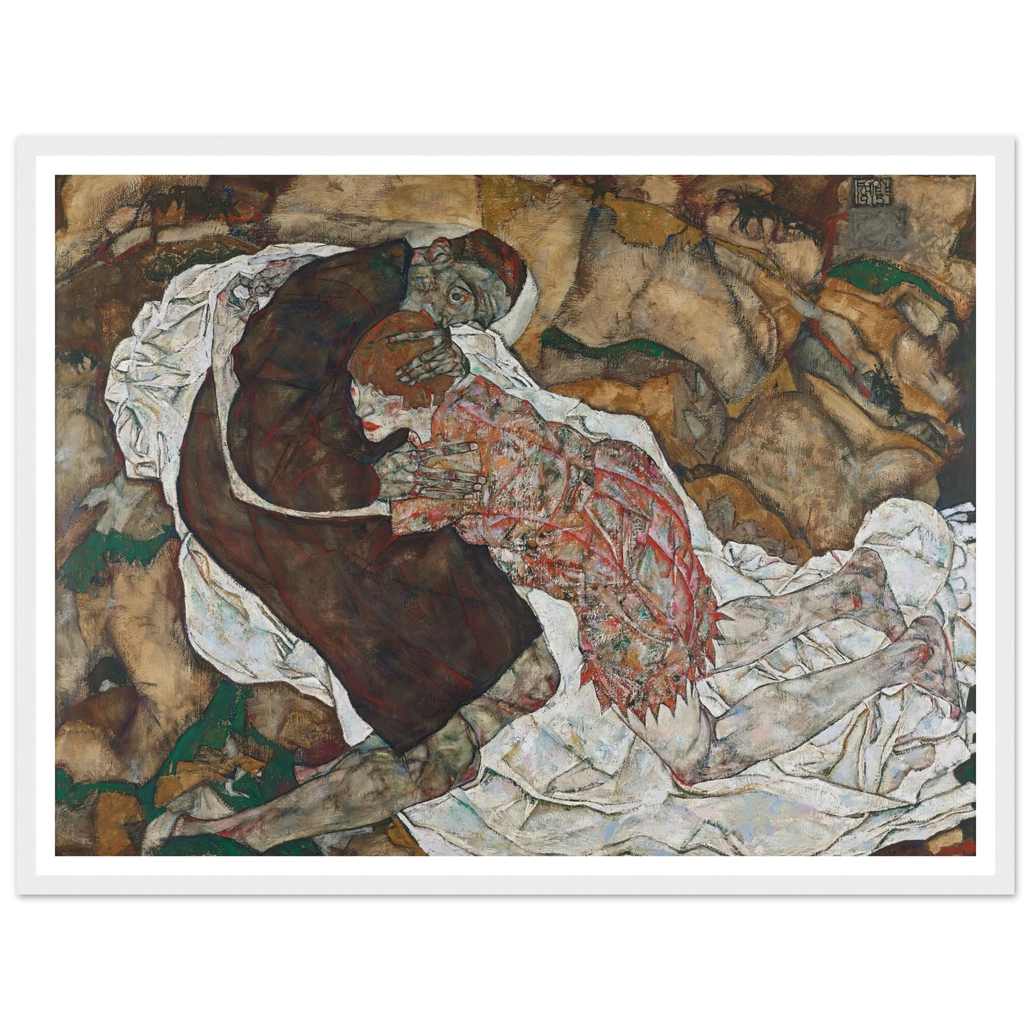 Death and girl (1915) Art Print | Egon Schiele - Framed Poster - 30x40 cm / 12x16″ - Black frame