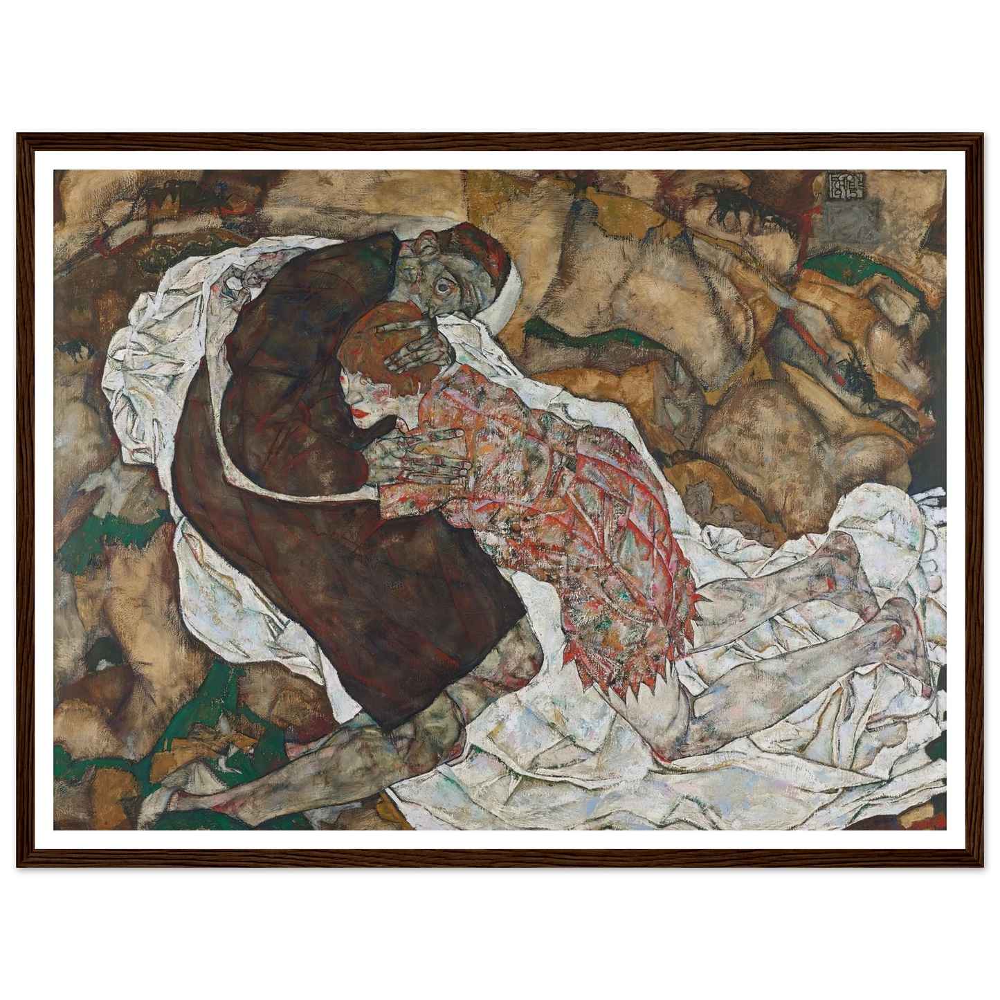 Death and girl (1915) Art Print | Egon Schiele - Framed Poster - 30x40 cm / 12x16″ - Black frame