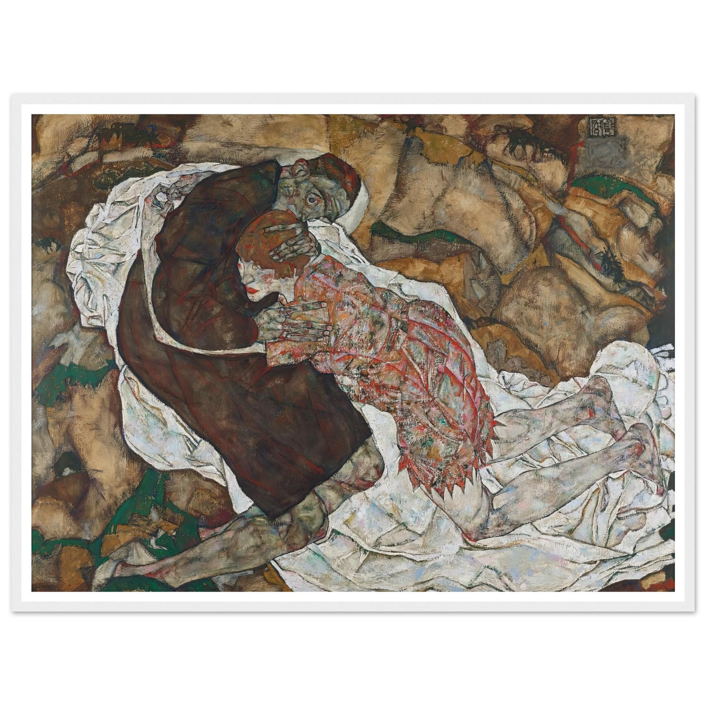 Death and girl (1915) Art Print | Egon Schiele - Framed Poster - 30x40 cm / 12x16″ - Black frame