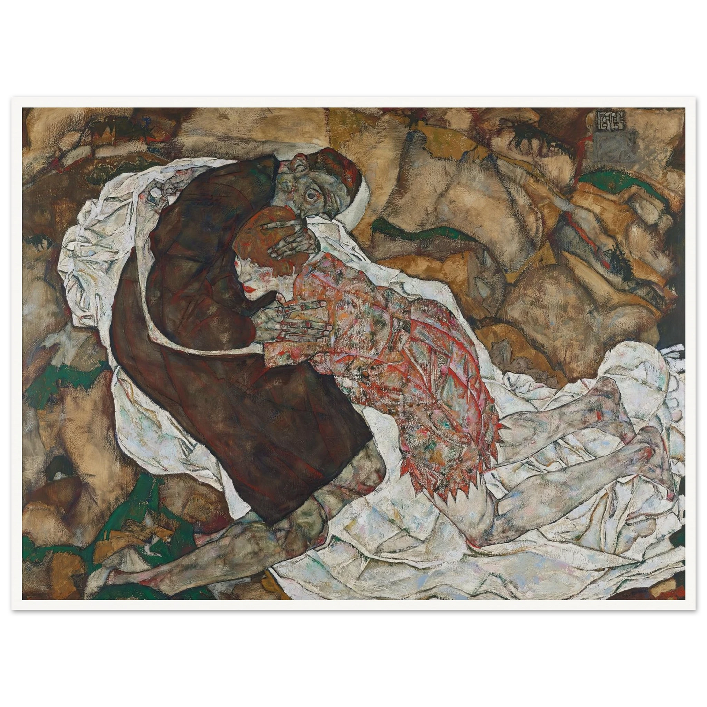 Death and girl (1915) Art Print | Egon Schiele - Framed Poster - 30x40 cm / 12x16″ - Black frame
