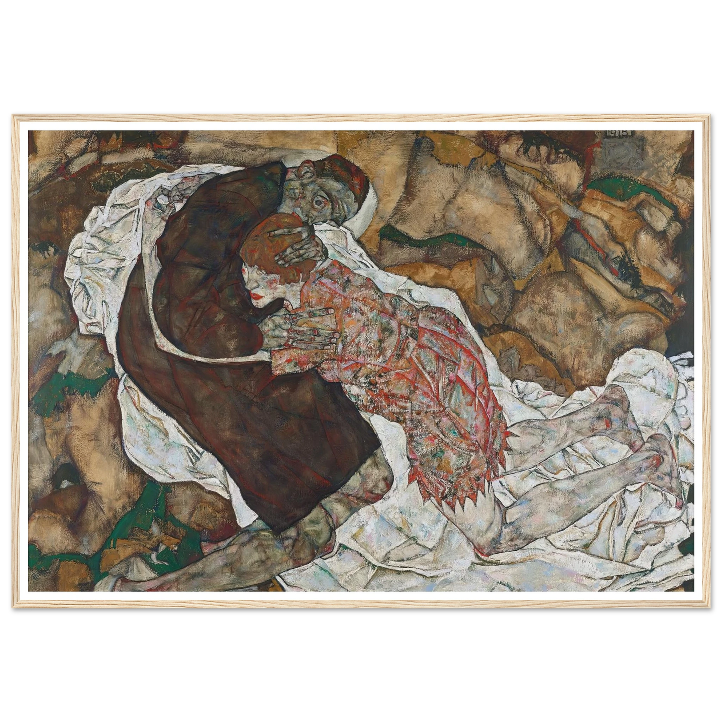 Death and girl (1915) Art Print | Egon Schiele - Framed Poster - 30x40 cm / 12x16″ - Black frame