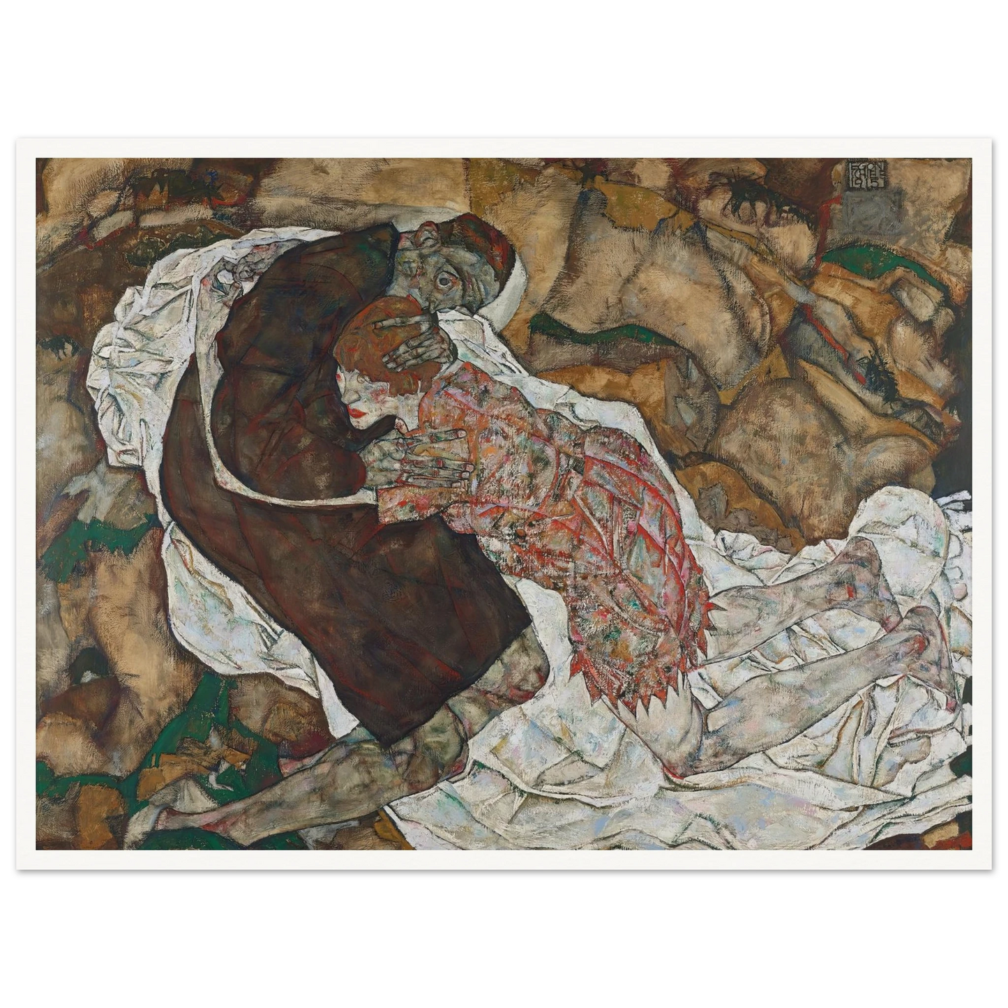 Death and girl (1915) Art Print | Egon Schiele - Framed Poster - 30x40 cm / 12x16″ - Black frame