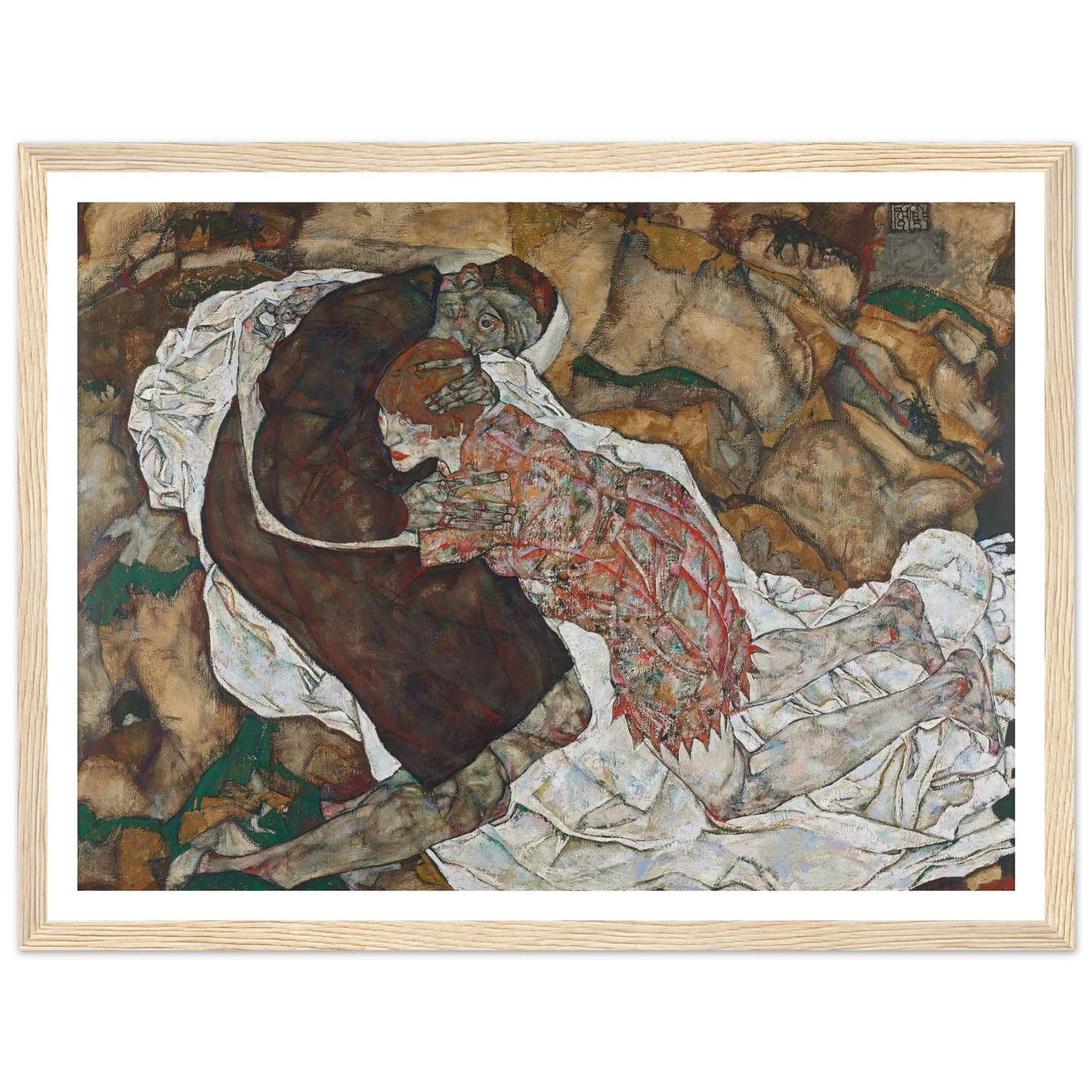 Death and girl (1915) Art Print | Egon Schiele - Framed Poster - 30x40 cm / 12x16″ - Black frame
