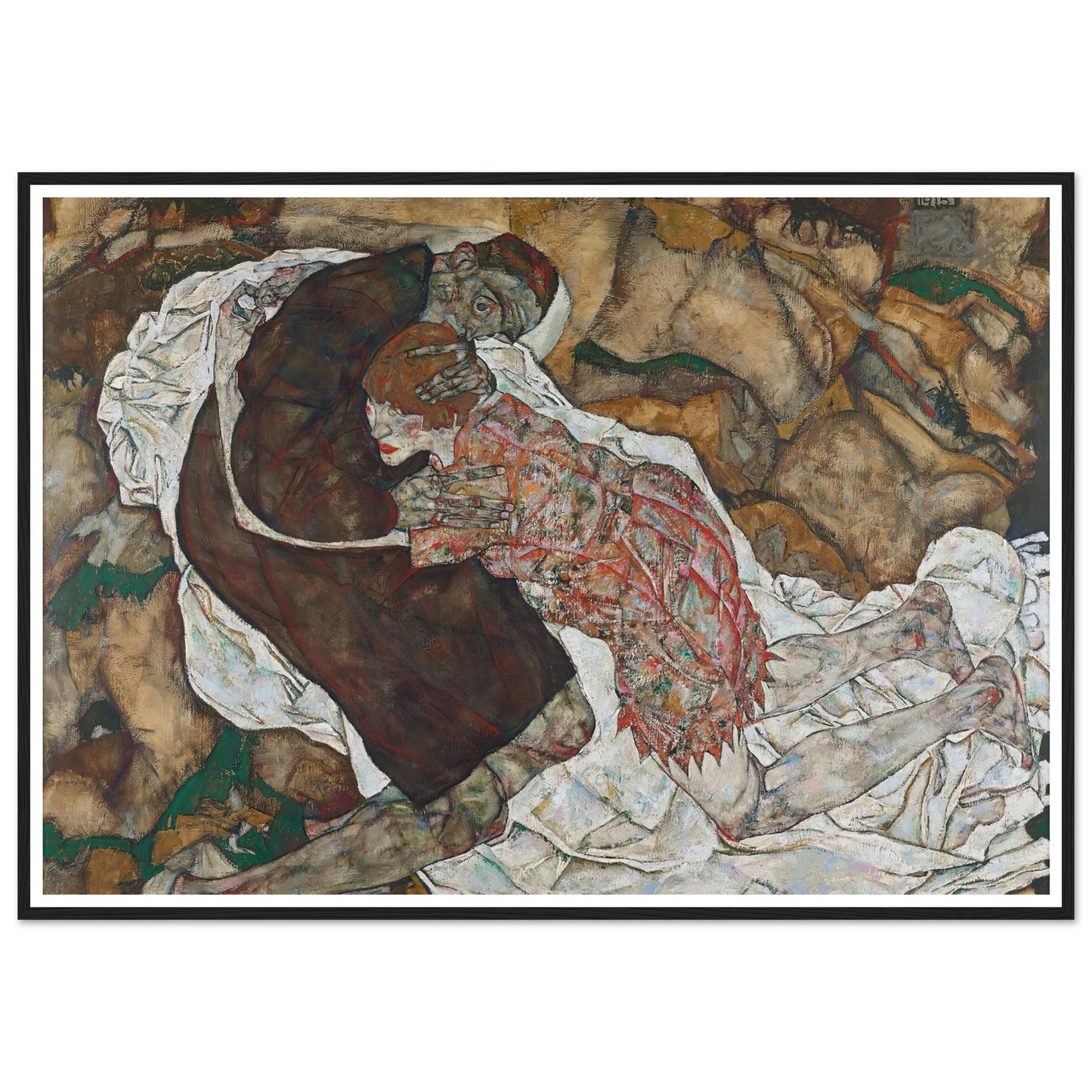 Death and girl (1915) Art Print | Egon Schiele - Framed Poster - 30x40 cm / 12x16″ - Black frame