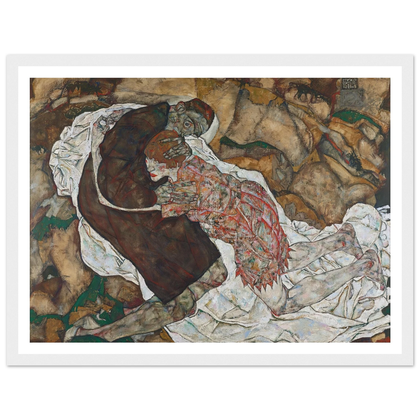 Death and girl (1915) Art Print | Egon Schiele - Framed Poster - 30x40 cm / 12x16″ - Black frame