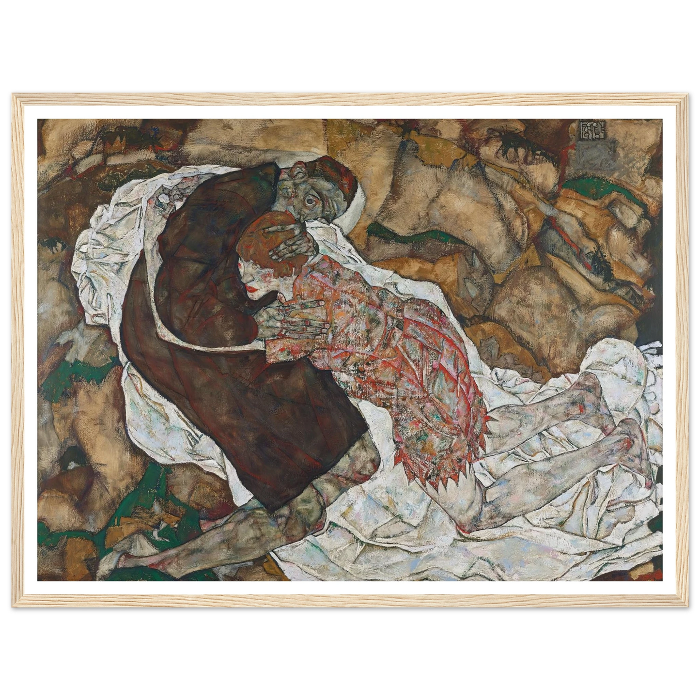 Death and girl (1915) Art Print | Egon Schiele - Framed Poster - 30x40 cm / 12x16″ - Black frame