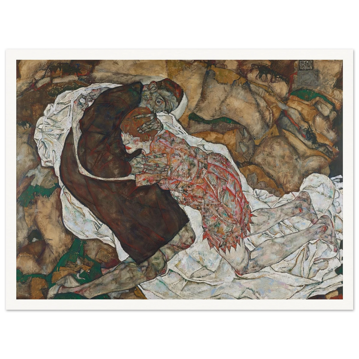 Death and girl (1915) Art Print | Egon Schiele - Framed Poster - 30x40 cm / 12x16″ - Black frame