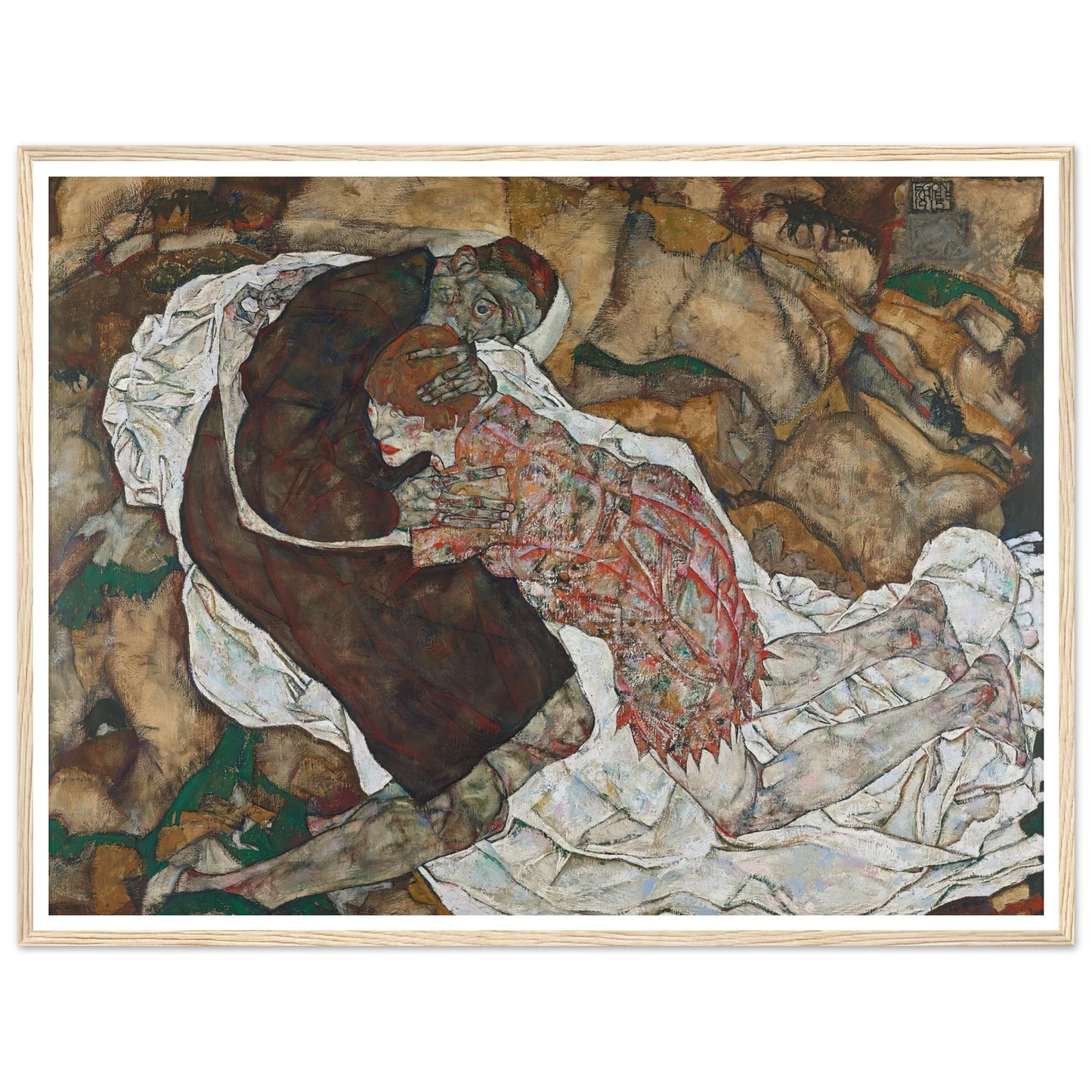 Death and girl (1915) Art Print | Egon Schiele - Framed Poster - 30x40 cm / 12x16″ - Black frame