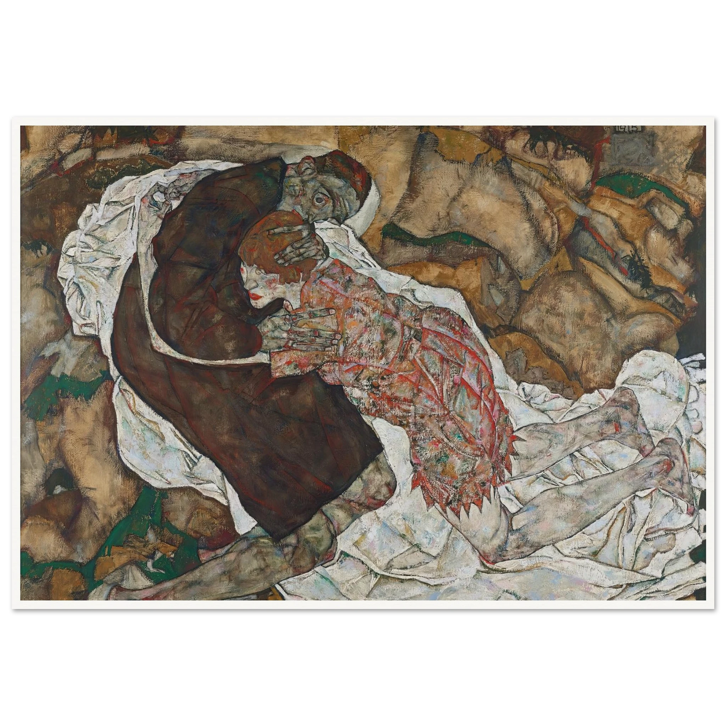 Death and girl (1915) Art Print | Egon Schiele - Framed Poster - 30x40 cm / 12x16″ - Black frame