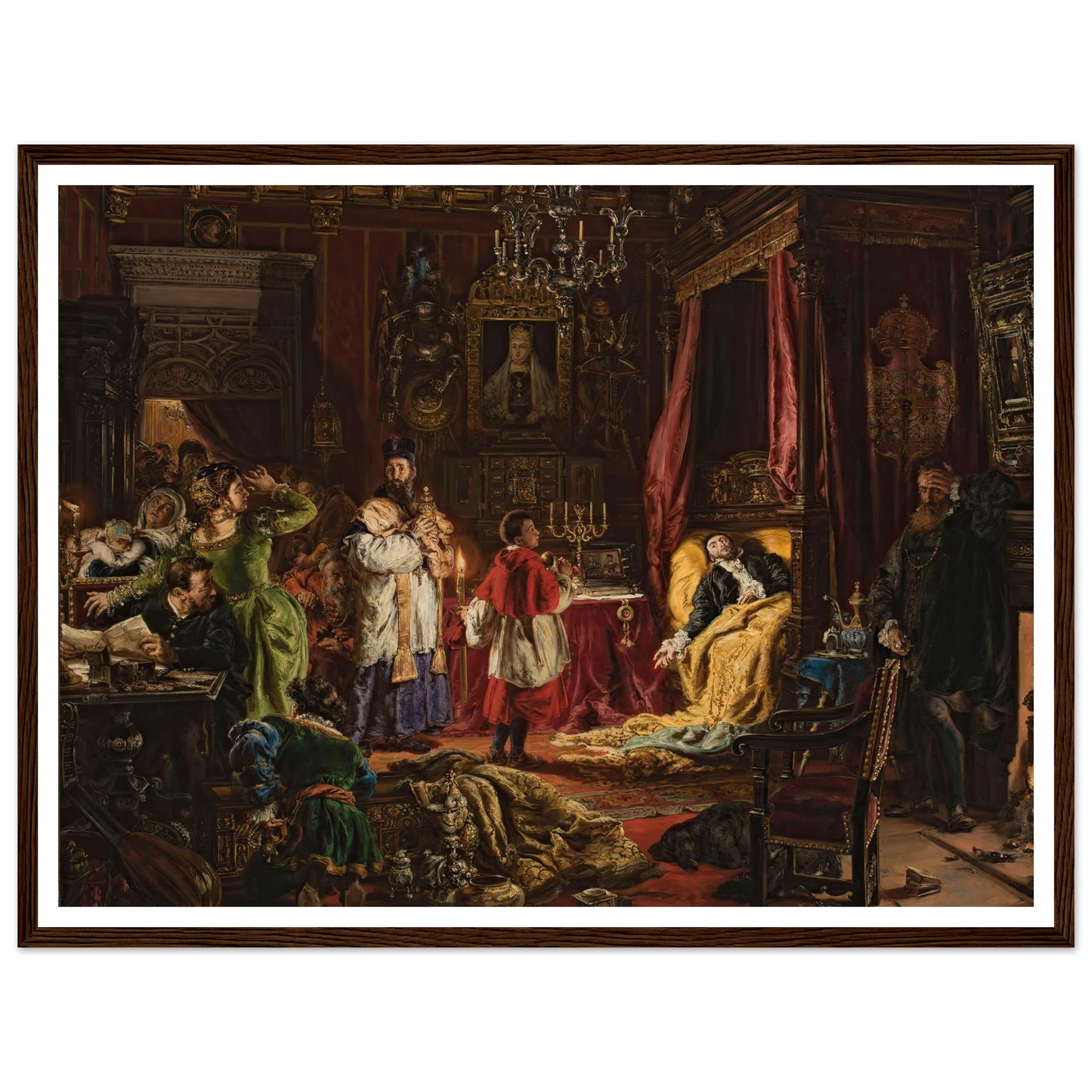 Death of Sigismund Augustus in Knyszyn in 1572 (1886) Art Print | Jan Matejko - Framed Poster - 30x40 cm / 12x16″ - Black frame