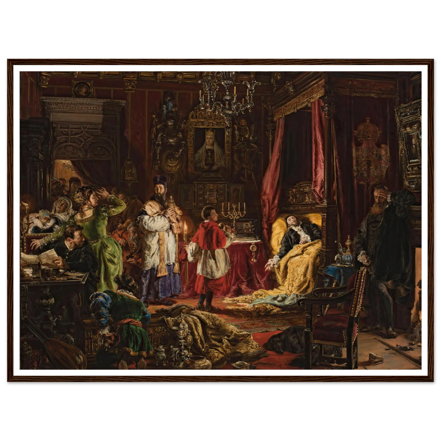 Death of Sigismund Augustus in Knyszyn in 1572 (1886) Art Print | Jan Matejko - Framed Poster - 30x40 cm / 12x16″ - Black frame
