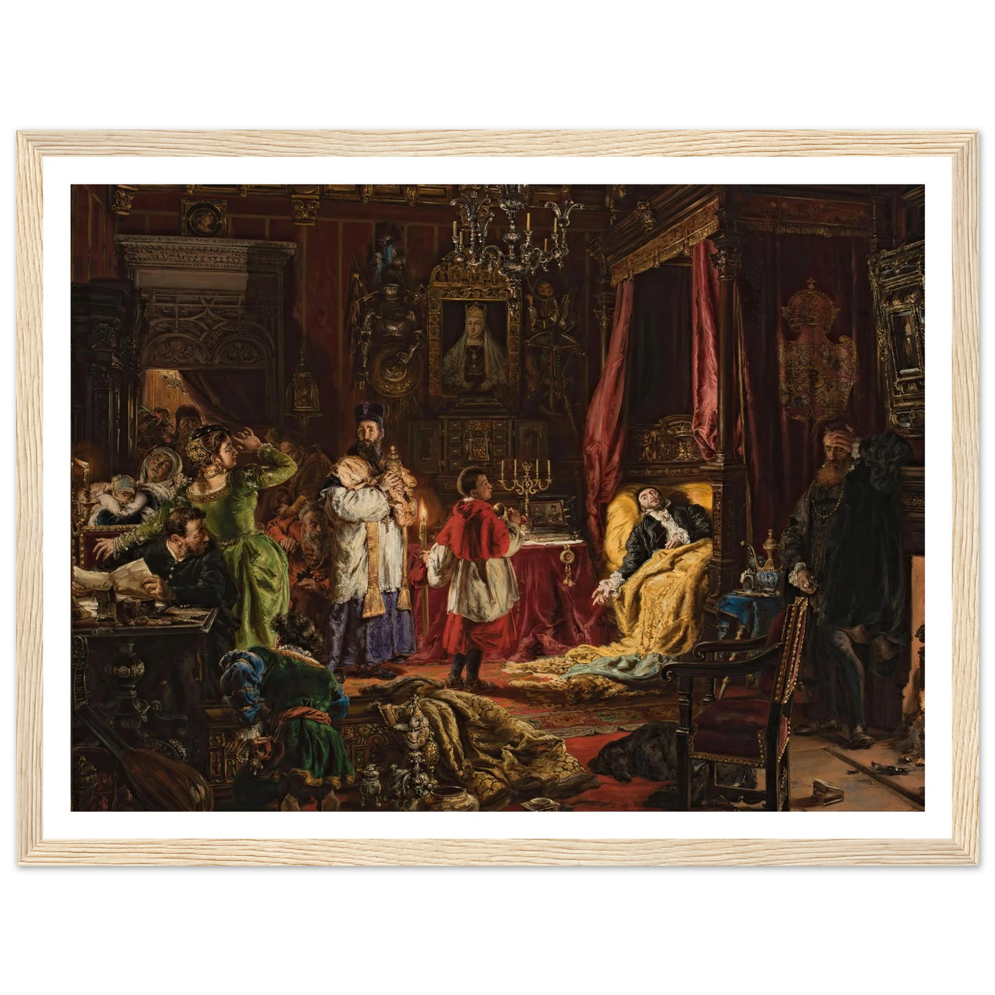 Death of Sigismund Augustus in Knyszyn in 1572 (1886) Art Print | Jan Matejko - Framed Poster - 30x40 cm / 12x16″ - Black frame