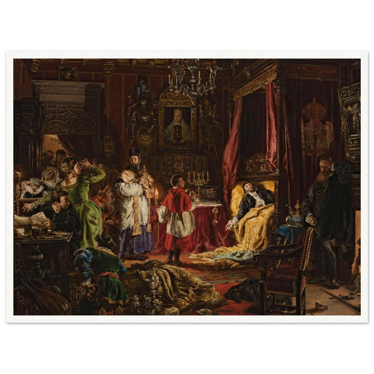 Death of Sigismund Augustus in Knyszyn in 1572 (1886) Art Print | Jan Matejko - Framed Poster - 30x40 cm / 12x16″ - Black frame