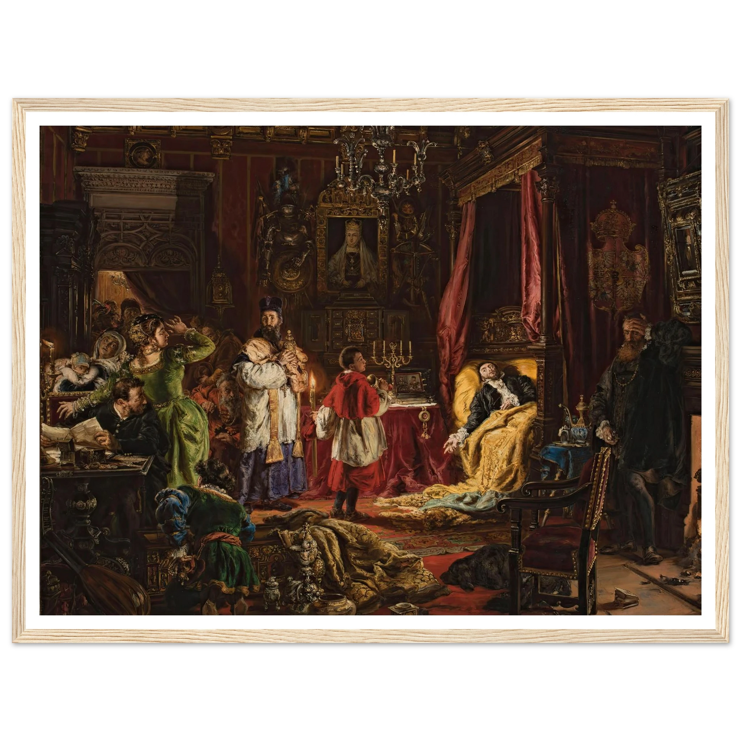 Death of Sigismund Augustus in Knyszyn in 1572 (1886) Art Print | Jan Matejko - Framed Poster - 30x40 cm / 12x16″ - Black frame