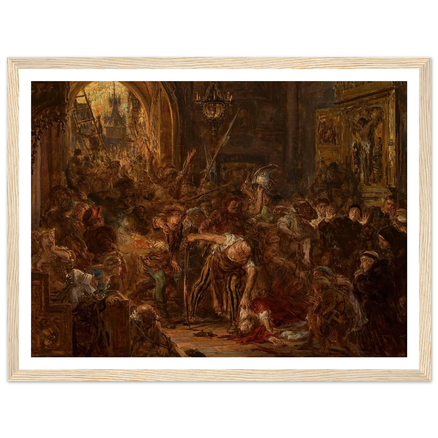 Death of Tęczyński in the Franciscan church (1879) Art Print | Jan Matejko - Framed Poster - 30x40 cm / 12x16″ - Black frame