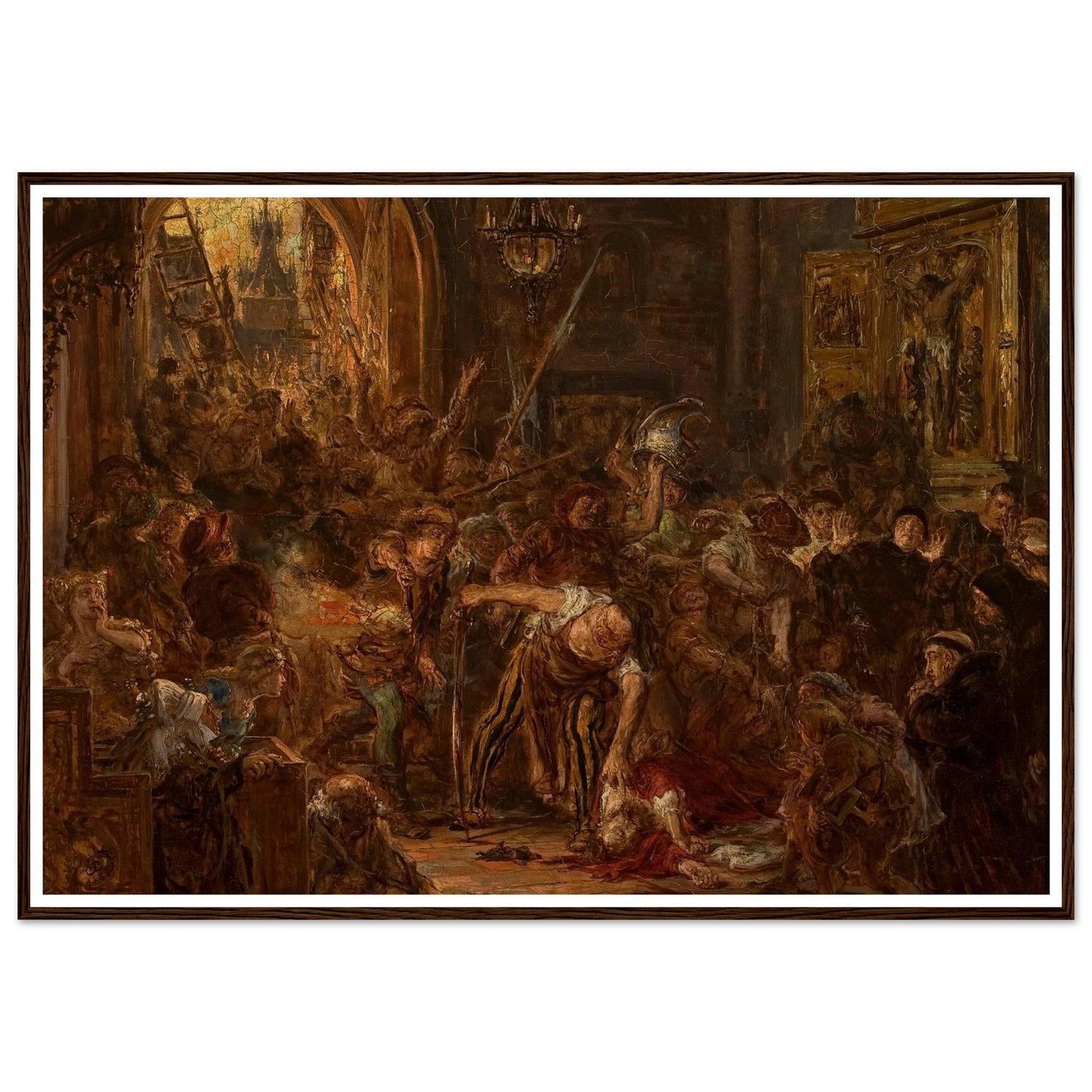 Death of Tęczyński in the Franciscan church (1879) Art Print | Jan Matejko - Framed Poster - 30x40 cm / 12x16″ - Black frame
