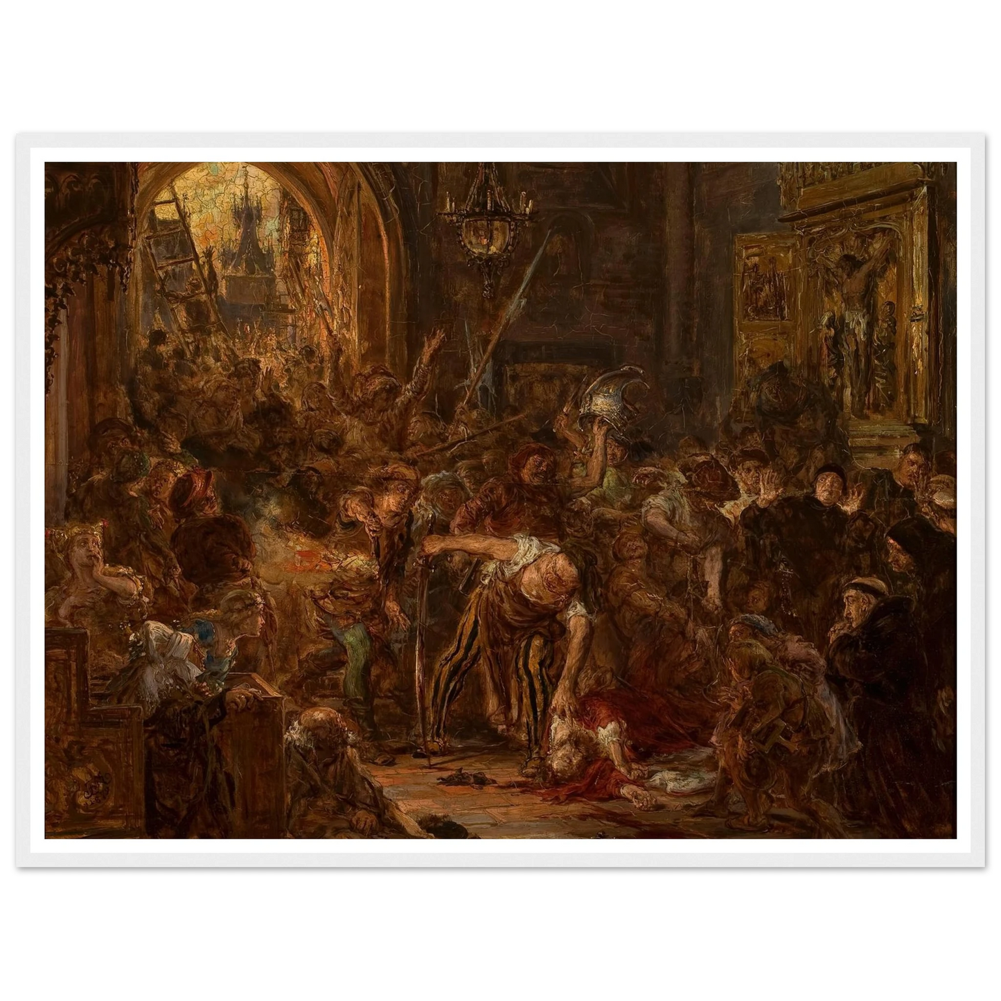 Death of Tęczyński in the Franciscan church (1879) Art Print | Jan Matejko - Framed Poster - 30x40 cm / 12x16″ - Black frame