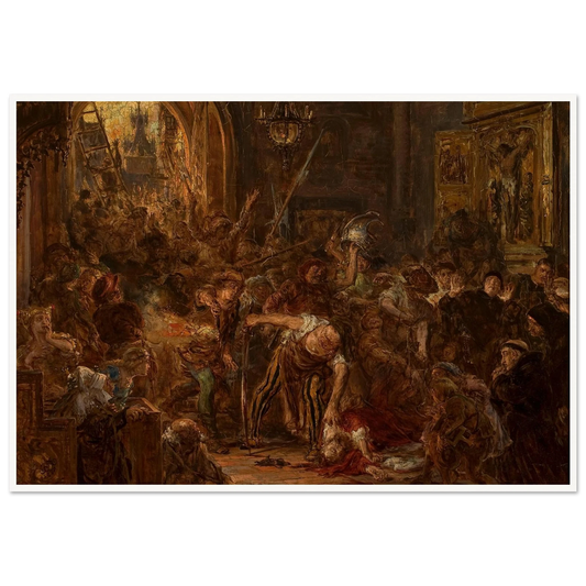 Death of Tęczyński in the Franciscan church (1879) Art Print | Jan Matejko - Framed Poster - 30x40 cm / 12x16″ - Black frame