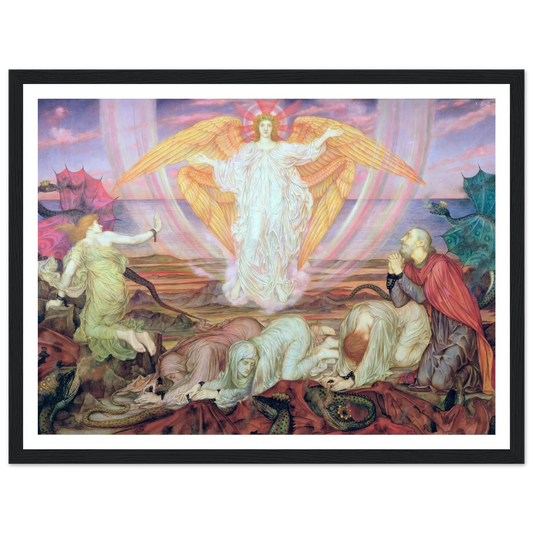 Death of the Dragon (circa 1914) Art Print | Evelyn de Morgan - Framed Poster - 30x40 cm / 12x16″ - Black frame