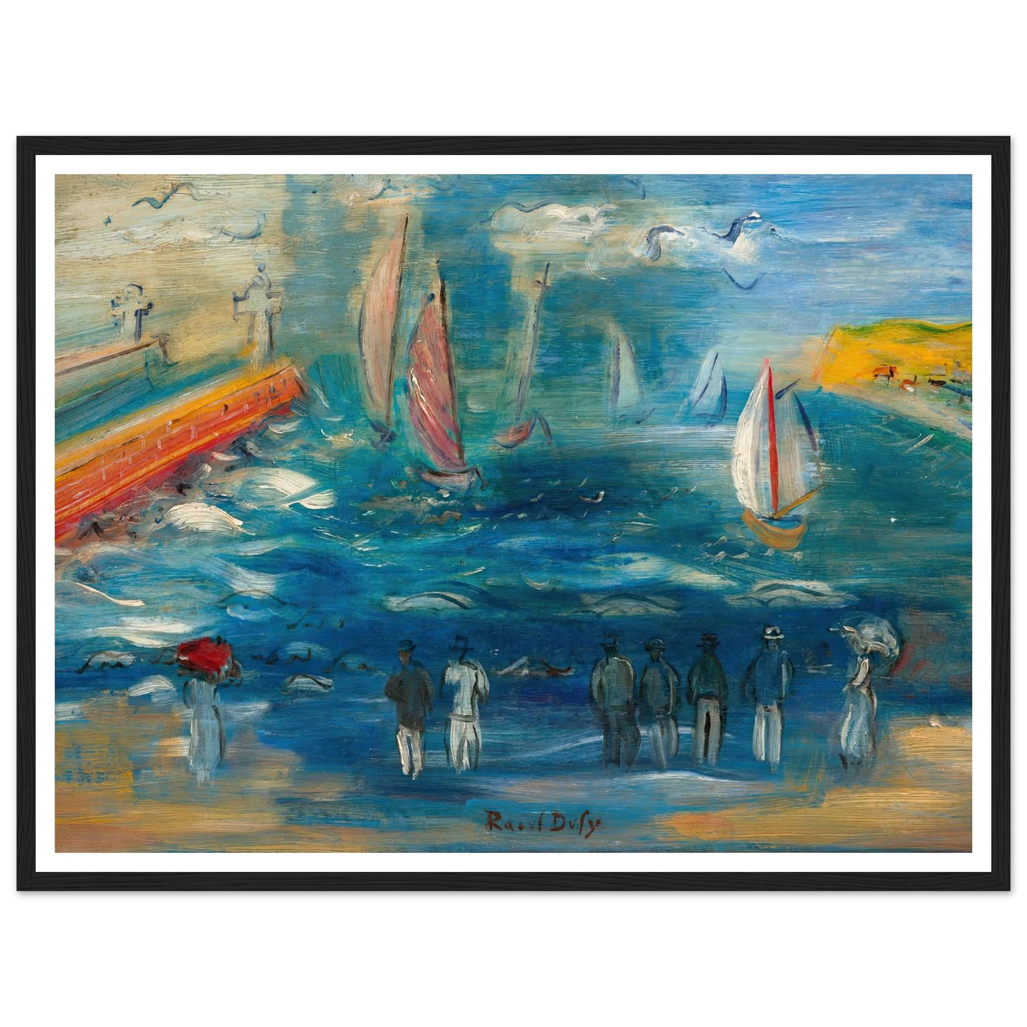 Départ des régates (circa 1950) Art Print | Raoul Dufy - Framed Poster - 30x40 cm / 12x16″ - Black frame