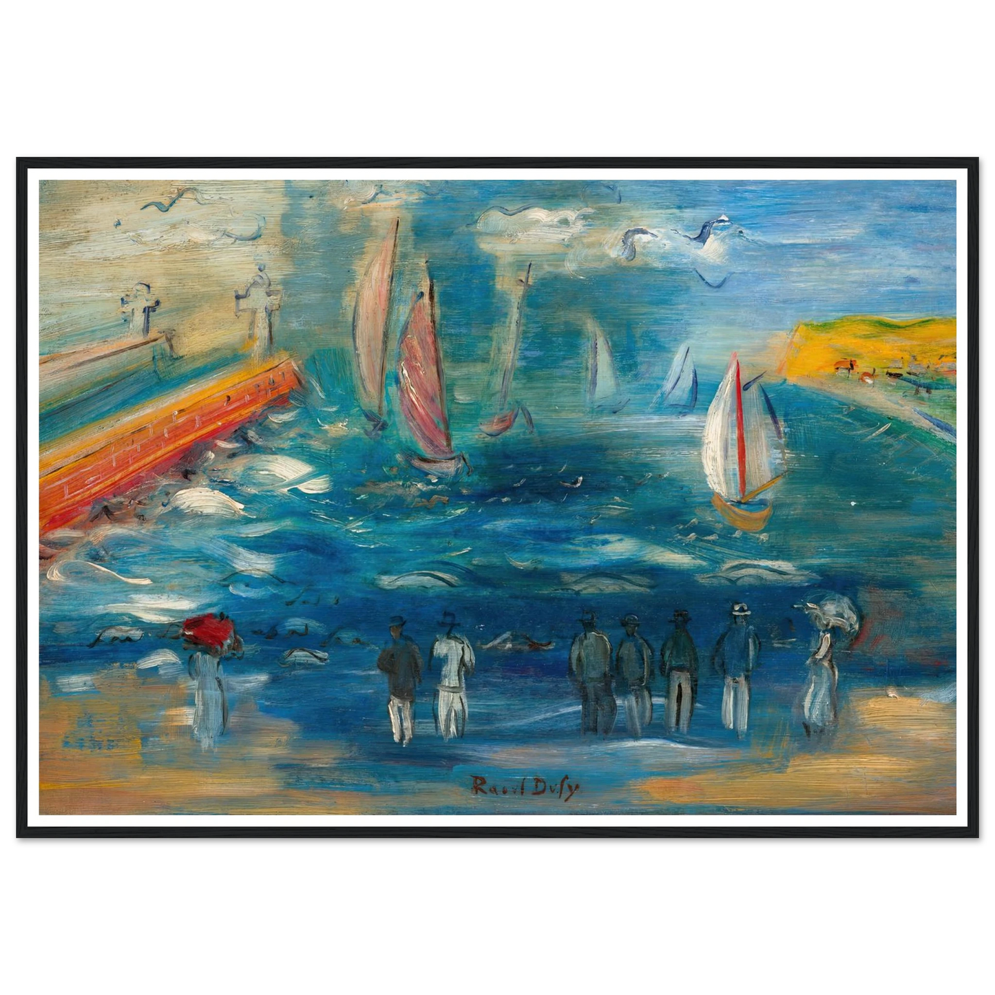 Départ des régates (circa 1950) Art Print | Raoul Dufy - Framed Poster - 30x40 cm / 12x16″ - Black frame