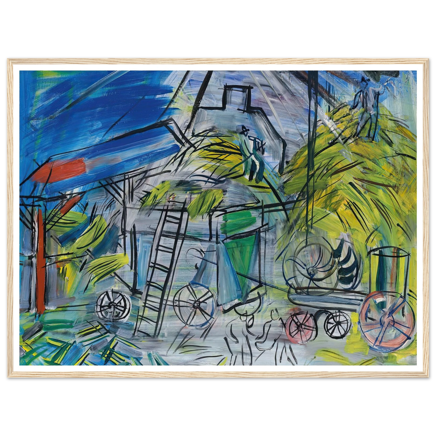 Dépiquage au ciel orageux (1946) Art Print | Raoul Dufy - Framed Poster - 30x40 cm / 12x16″ - Black frame