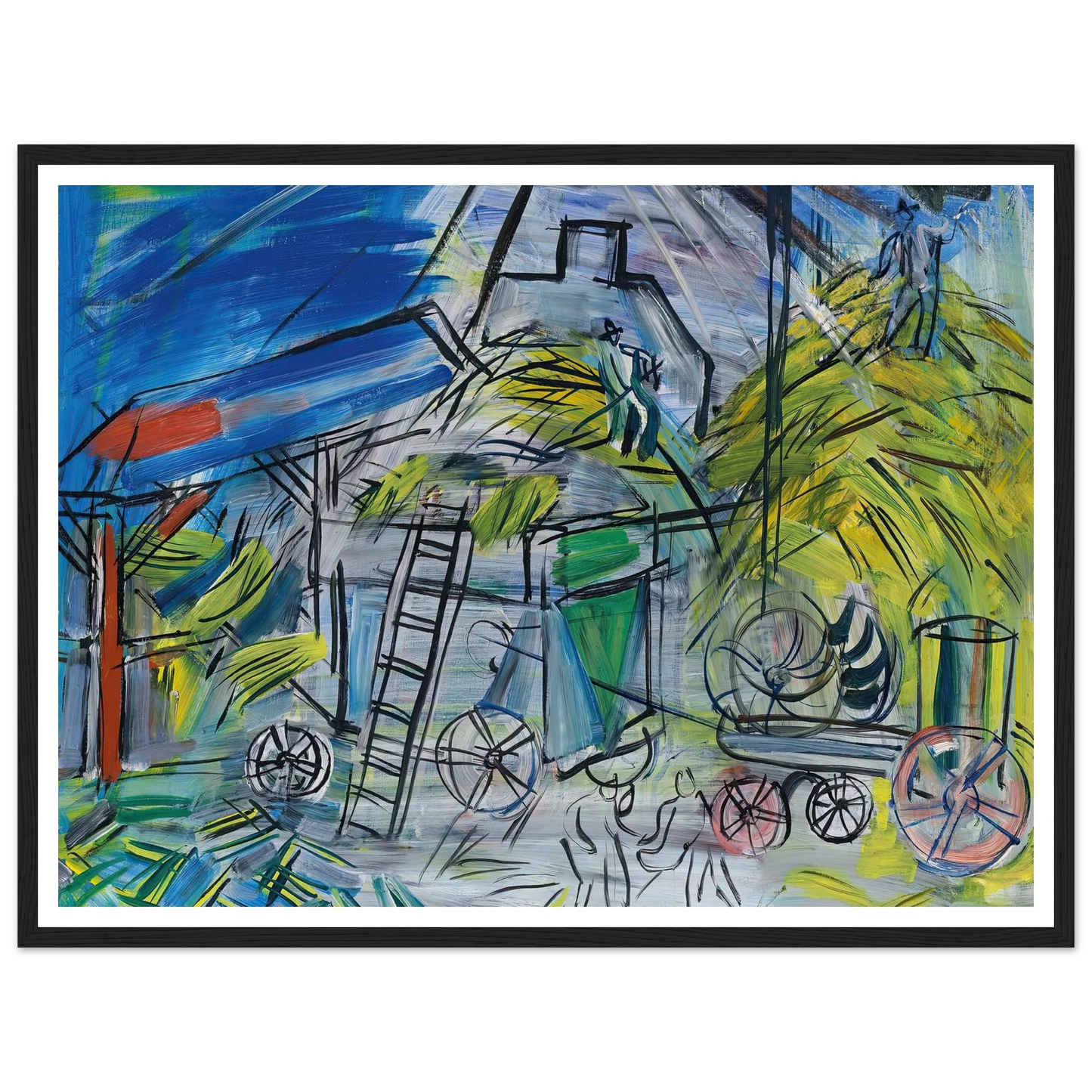 Dépiquage au ciel orageux (1946) Art Print | Raoul Dufy - Framed Poster - 30x40 cm / 12x16″ - Black frame