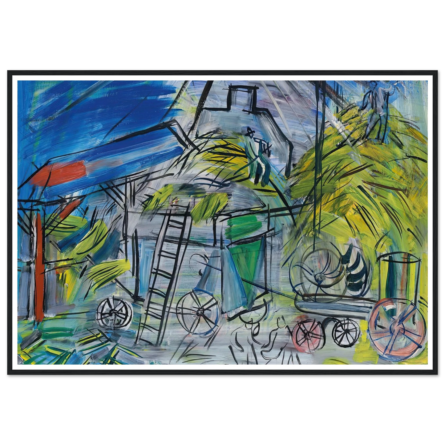 Dépiquage au ciel orageux (1946) Art Print | Raoul Dufy - Framed Poster - 30x40 cm / 12x16″ - Black frame