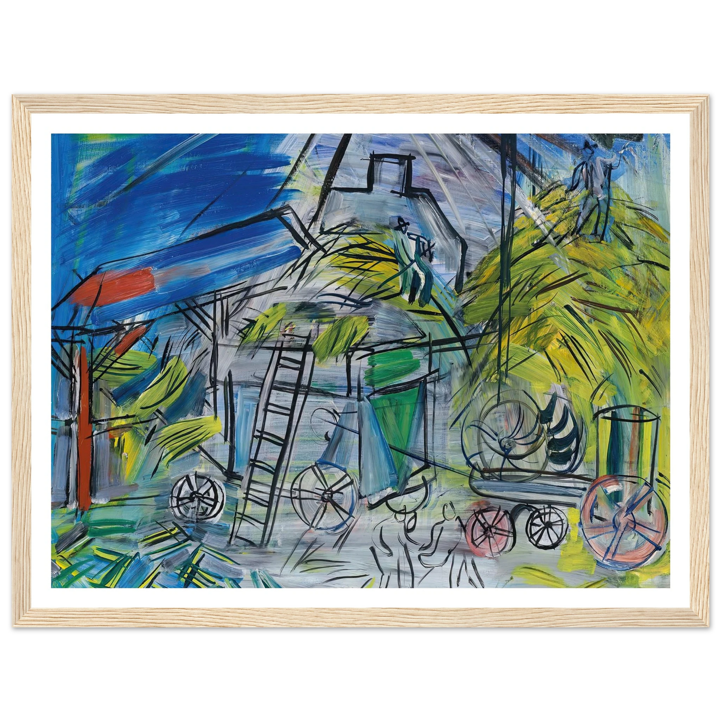 Dépiquage au ciel orageux (1946) Art Print | Raoul Dufy - Framed Poster - 30x40 cm / 12x16″ - Black frame