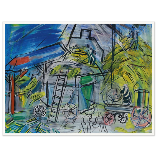 Dépiquage au ciel orageux (1946) Art Print | Raoul Dufy - Framed Poster - 30x40 cm / 12x16″ - Black frame