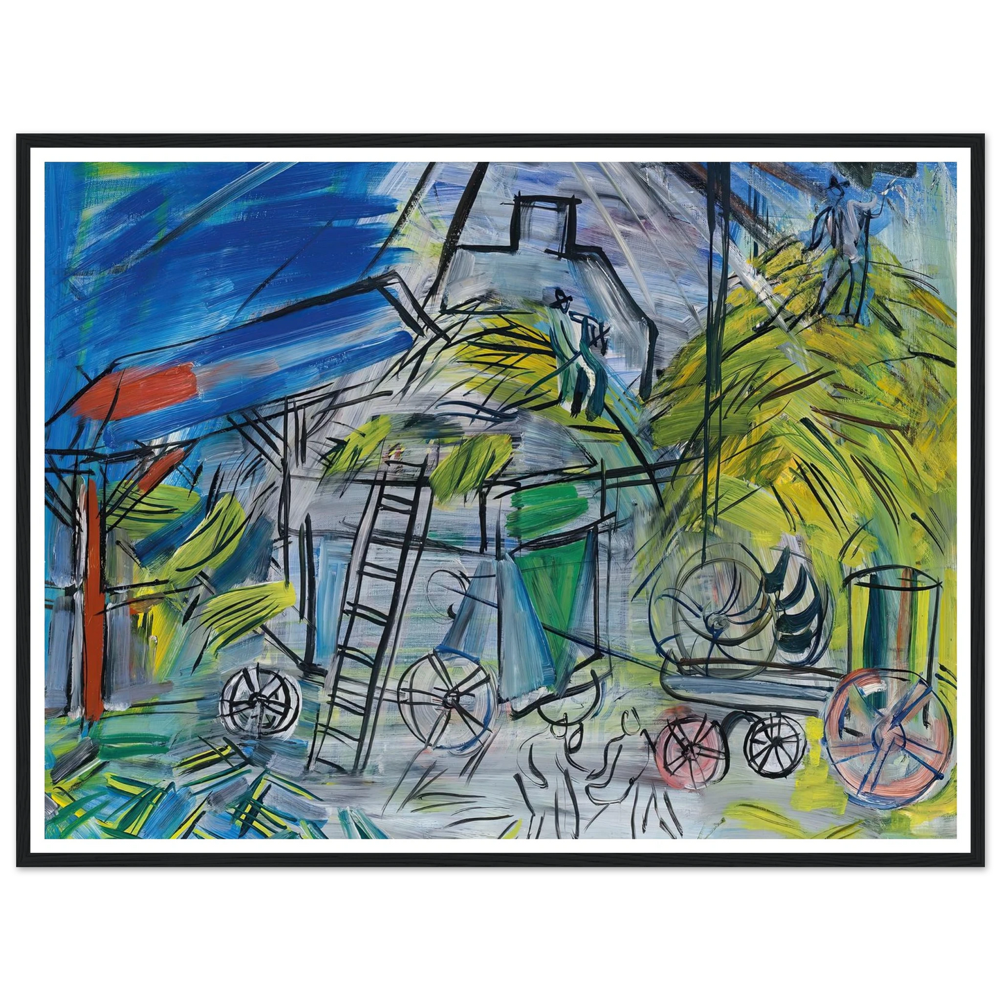 Dépiquage au ciel orageux (1946) Art Print | Raoul Dufy - Framed Poster - 30x40 cm / 12x16″ - Black frame