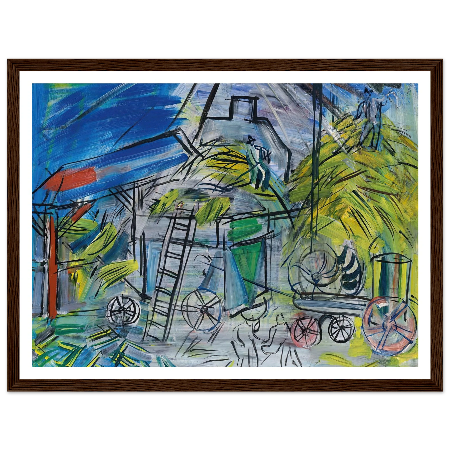 Dépiquage au ciel orageux (1946) Art Print | Raoul Dufy - Framed Poster - 30x40 cm / 12x16″ - Black frame