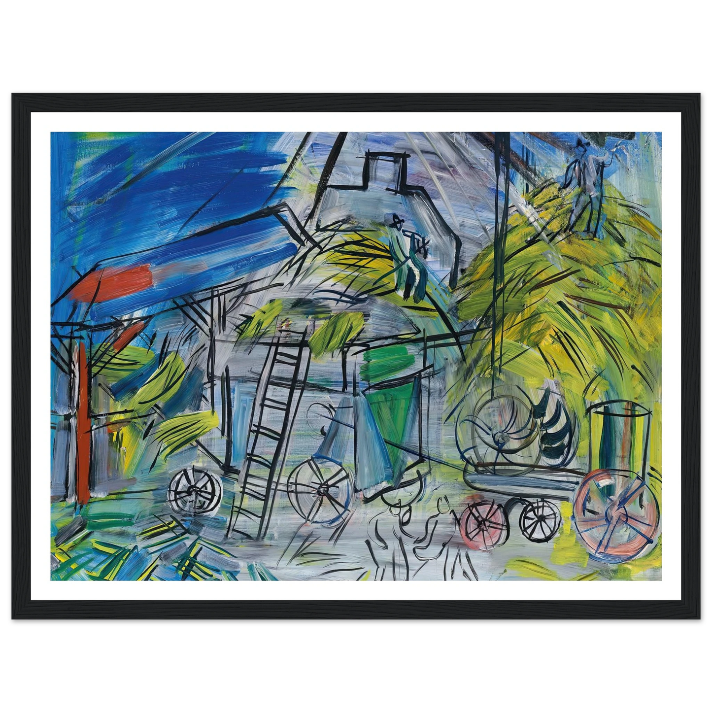 Dépiquage au ciel orageux (1946) Art Print | Raoul Dufy - Framed Poster - 30x40 cm / 12x16″ - Black frame