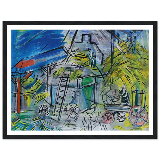Dépiquage au ciel orageux (1946) Art Print | Raoul Dufy - Framed Poster - 30x40 cm / 12x16″ - Black frame