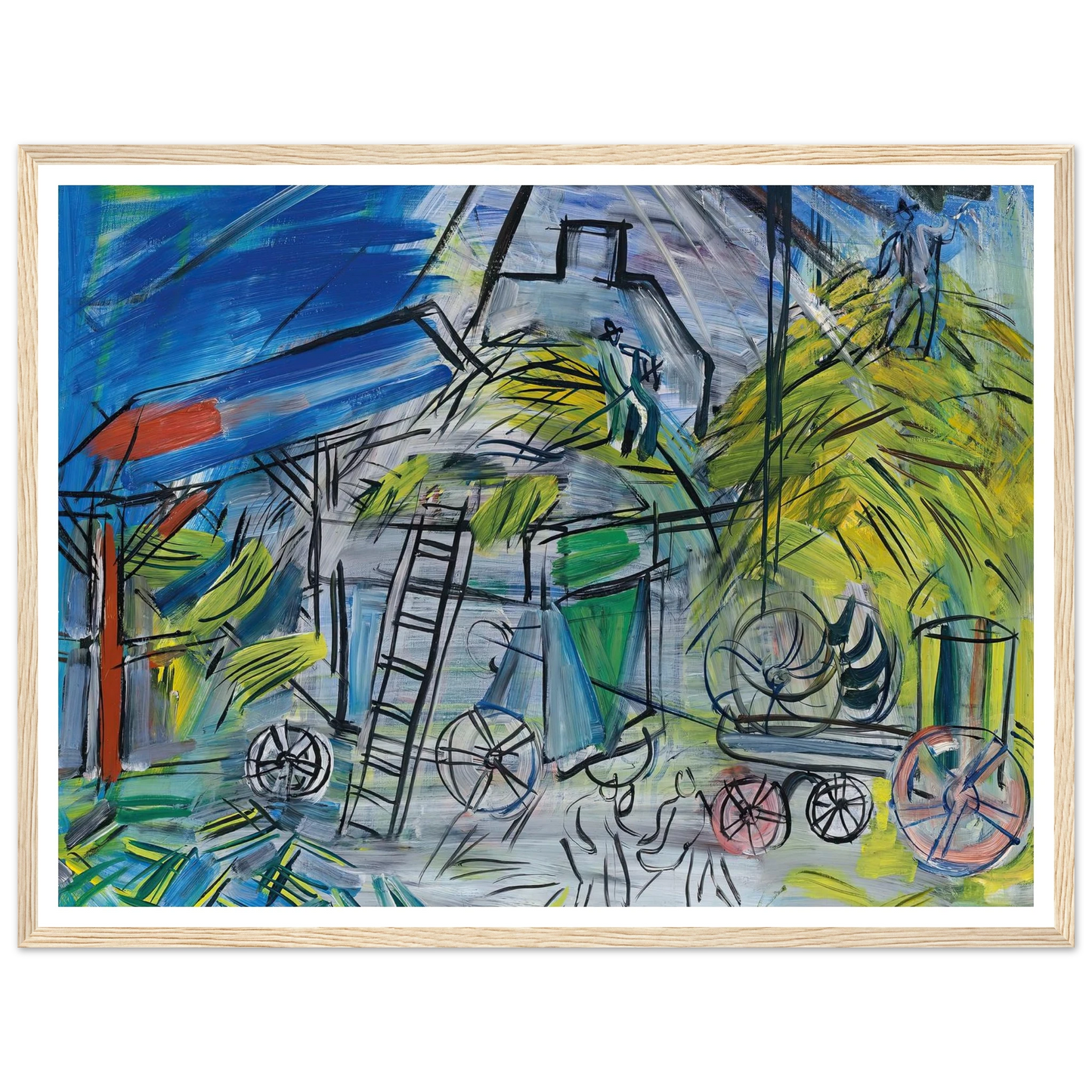 Dépiquage au ciel orageux (1946) Art Print | Raoul Dufy - Framed Poster - 30x40 cm / 12x16″ - Black frame