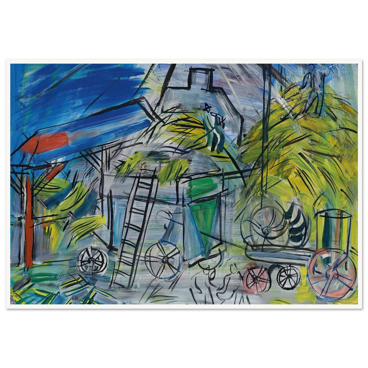 Dépiquage au ciel orageux (1946) Art Print | Raoul Dufy - Framed Poster - 30x40 cm / 12x16″ - Black frame