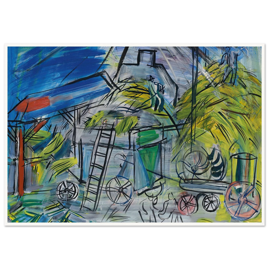 Dépiquage au ciel orageux (1946) Art Print | Raoul Dufy - Framed Poster - 30x40 cm / 12x16″ - Black frame