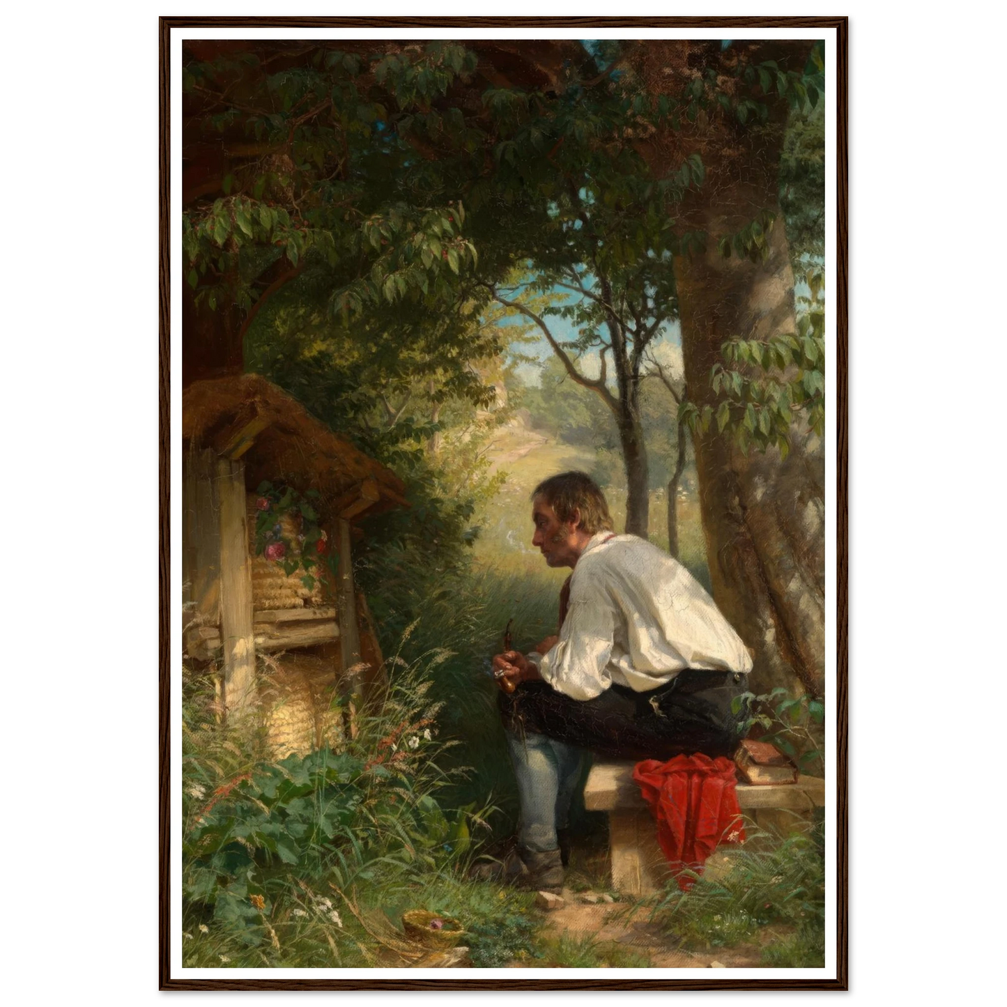 Der Bienenfreund (1863) Art Print | Hans Thoma - Framed Poster - 30x40 cm / 12x16″ - Black frame