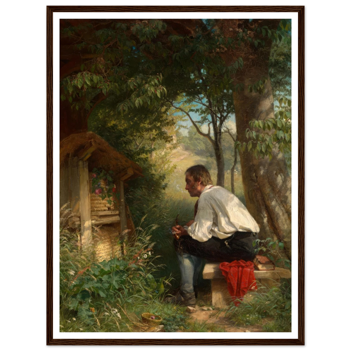 Der Bienenfreund (1863) Art Print | Hans Thoma - Framed Poster - 30x40 cm / 12x16″ - Black frame